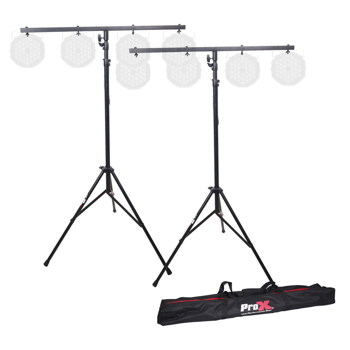 ProX Set of (2) 9 Ft. Lighting Stand Package with T-Bars and Carrying Bag.