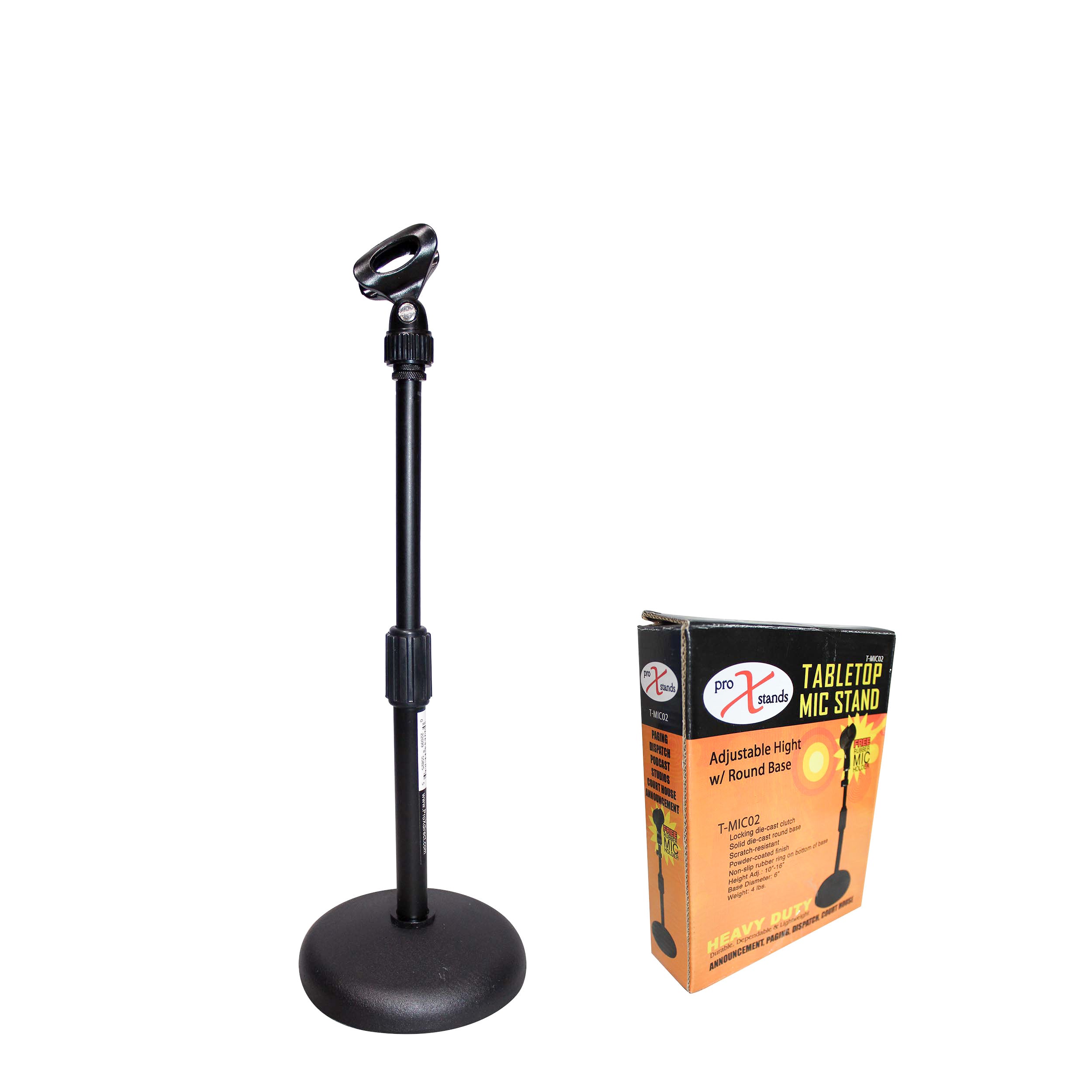 ProX Desktop Microphone Stand with 6" Round Base.