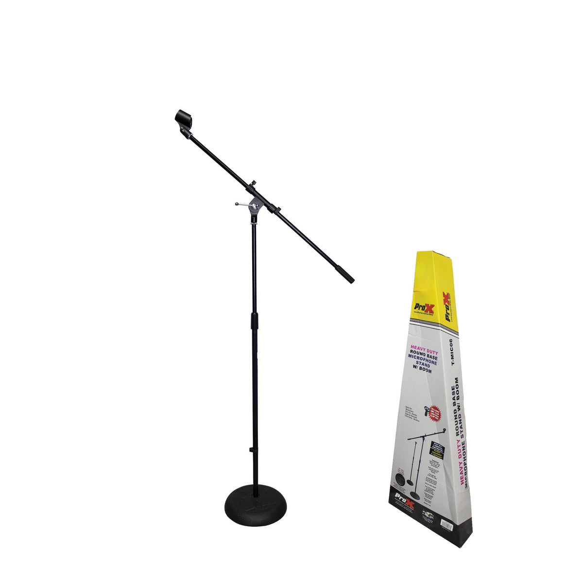 ProX Round Base Microphone Stand W/Boom.