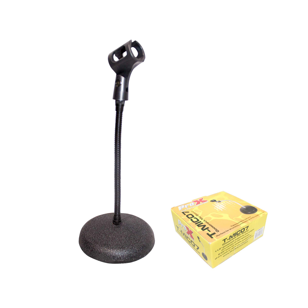 ProX Gooseneck Desktop Microphone Stand With 6" Round Base.