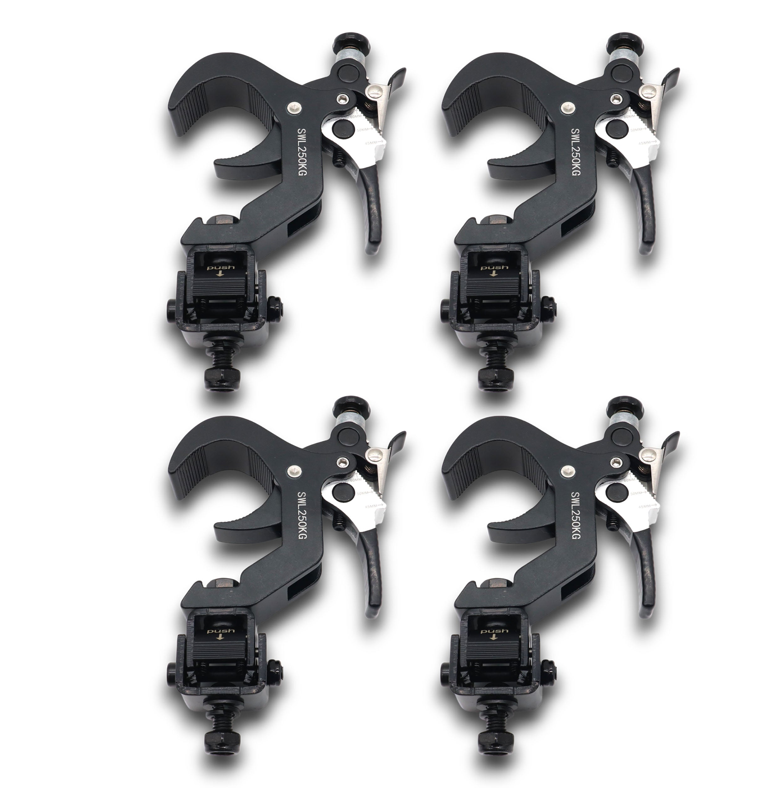 ProX 4 Quick 90º Folding XPress Trigger Truss Clamp Clamp Moving Head Adapters with Quick Press Trigger Truss 2 in. Black Finish