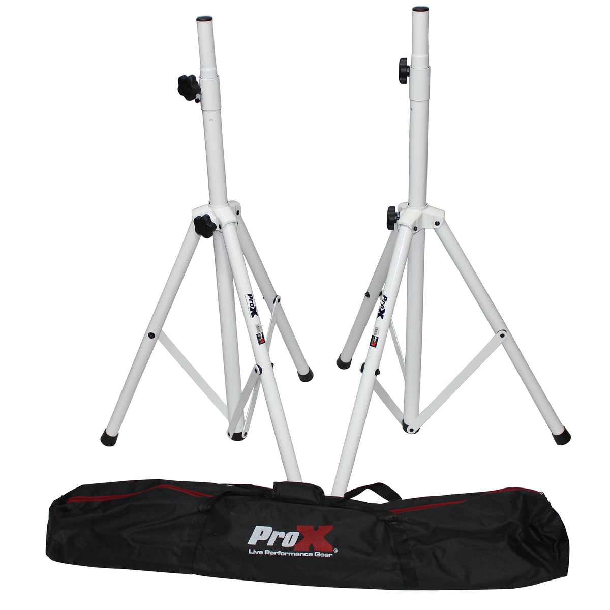 ProX White Heavy-Duty All Metal Speaker Tripod Stand Set of 2, 4-7 ft. (44"-84") Cloud Series.