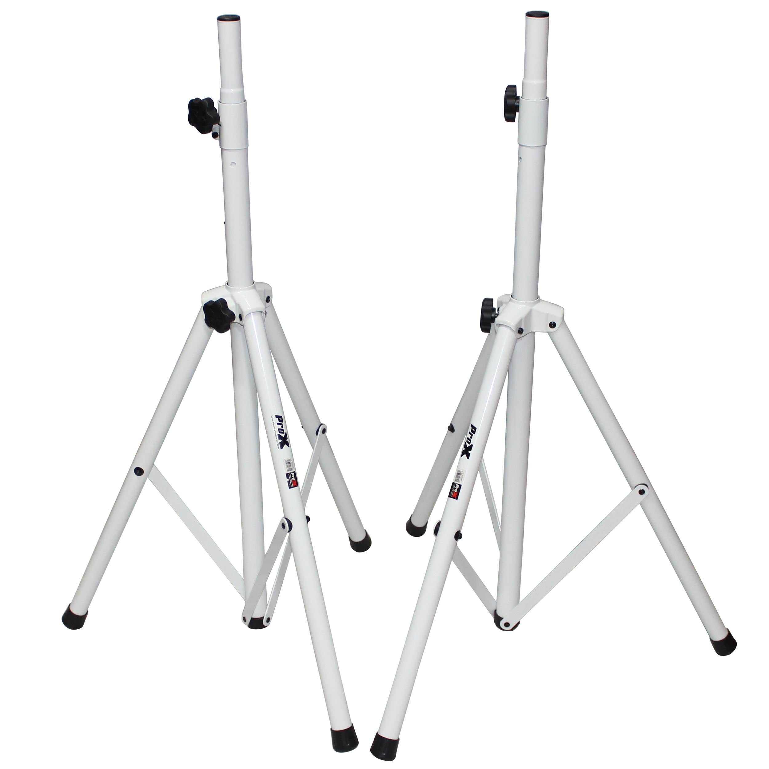 ProX White Heavy-Duty All Metal Speaker Tripod Stand Set of 2, 4-7 ft. (44"-84") Cloud Series