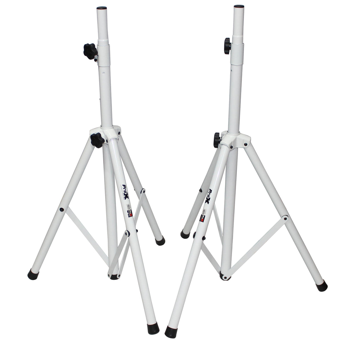 ProX White Heavy-Duty All Metal Speaker Tripod Stand Set of 2, 4-7 ft. (44"-84") Cloud Series.