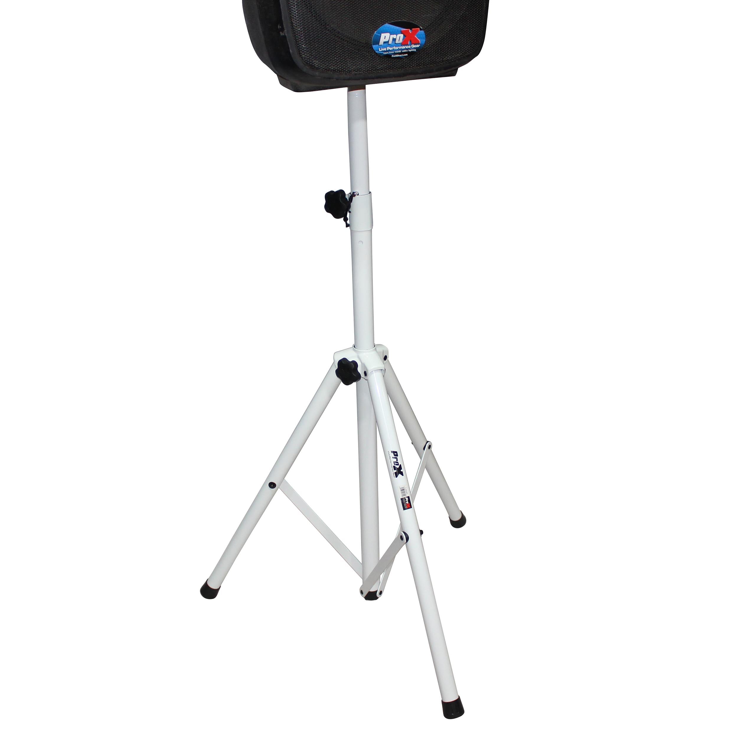 ProX White Heavy-Duty All Metal Speaker Tripod Stand Set of 2, 4-7 ft. (44"-84") Cloud Series