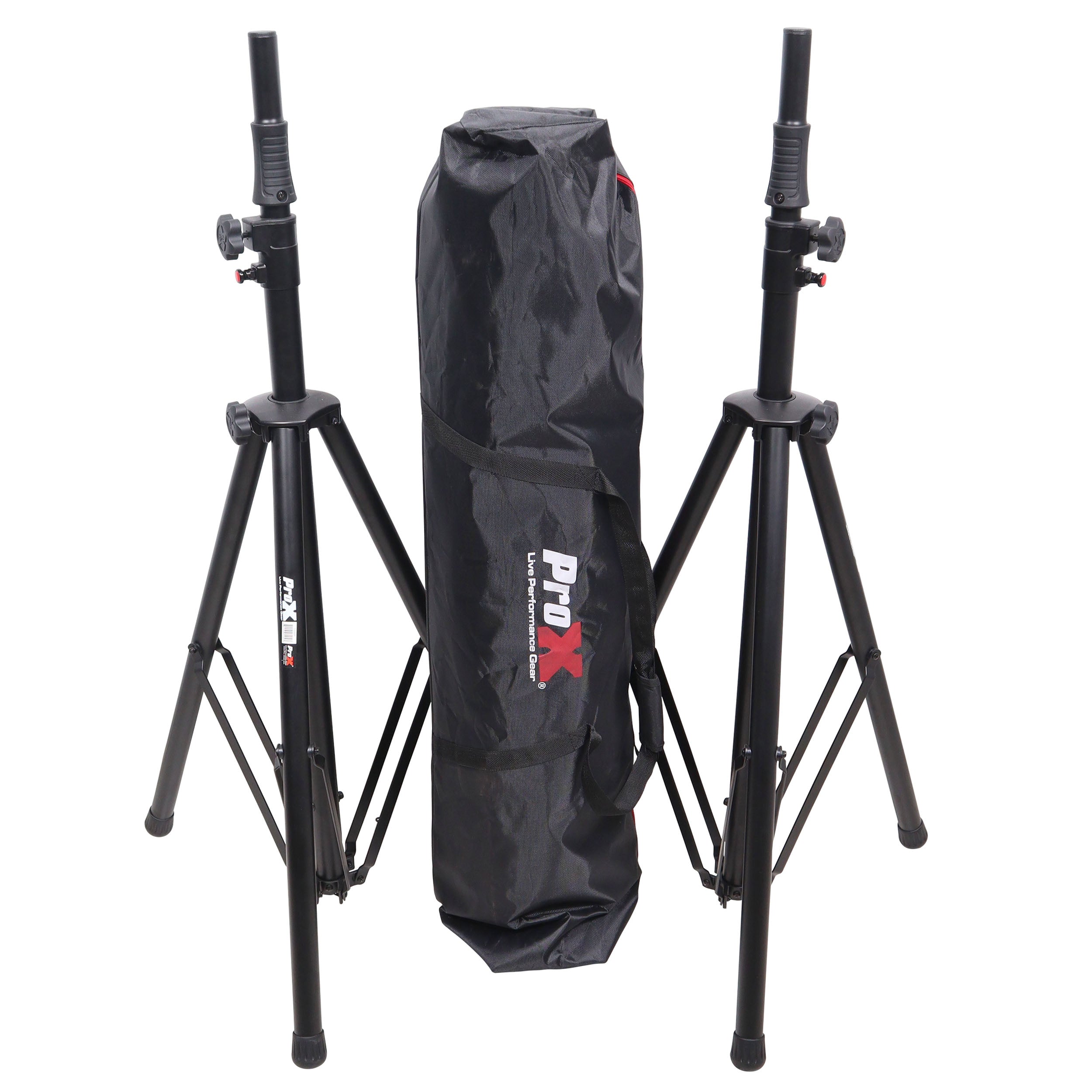 ProX Set of 2 Pro Air-Powered tripod Speaker stand in Black w/ Carry Bag