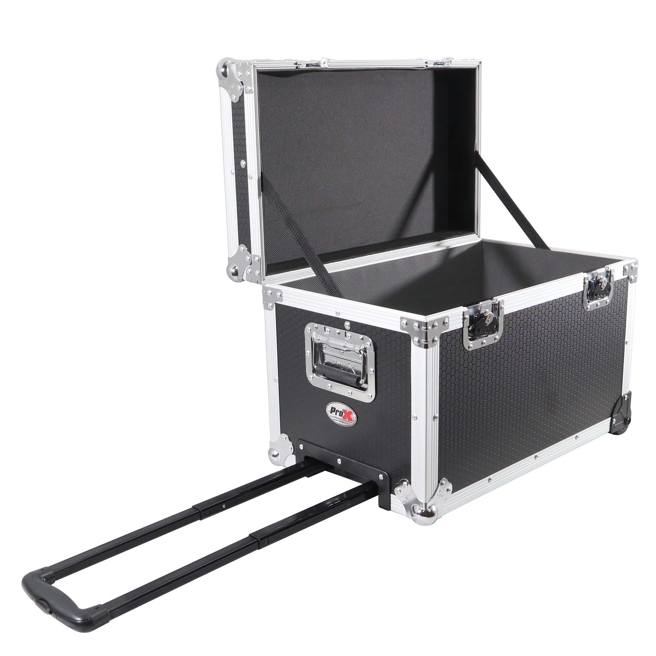 ProX Rolling Utility Case W/ Retractable Handle and Low-Profile Recessed Wheels 17x24.5x15" Exterior For Cabales/100 LP Vinyl Records