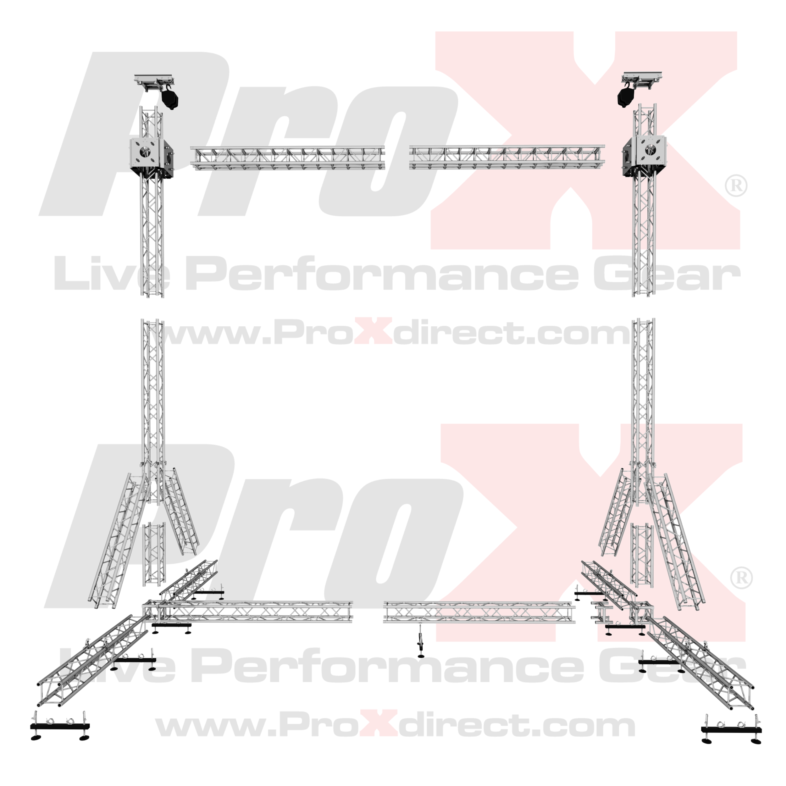 ProX LED Screen Display Panel Video Fly Wall Truss Ground Support System 20'W x 23'H TriGrip
