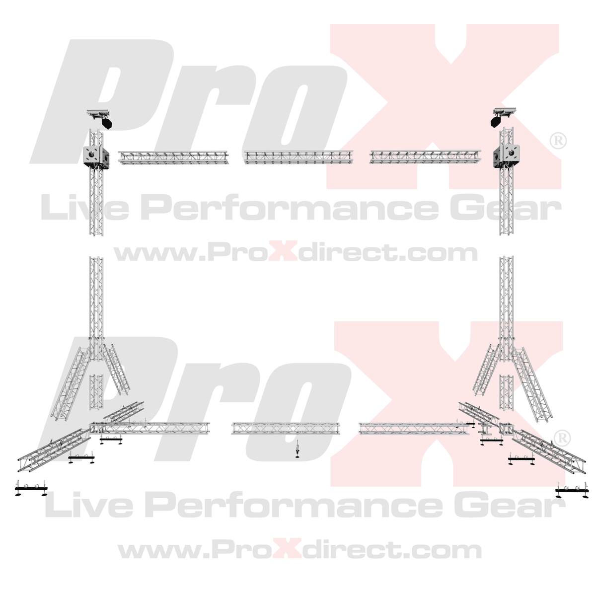 ProX LED Screen Display Panel Video Fly Wall Truss Ground Support System 30'W x 23'H TriGrip.