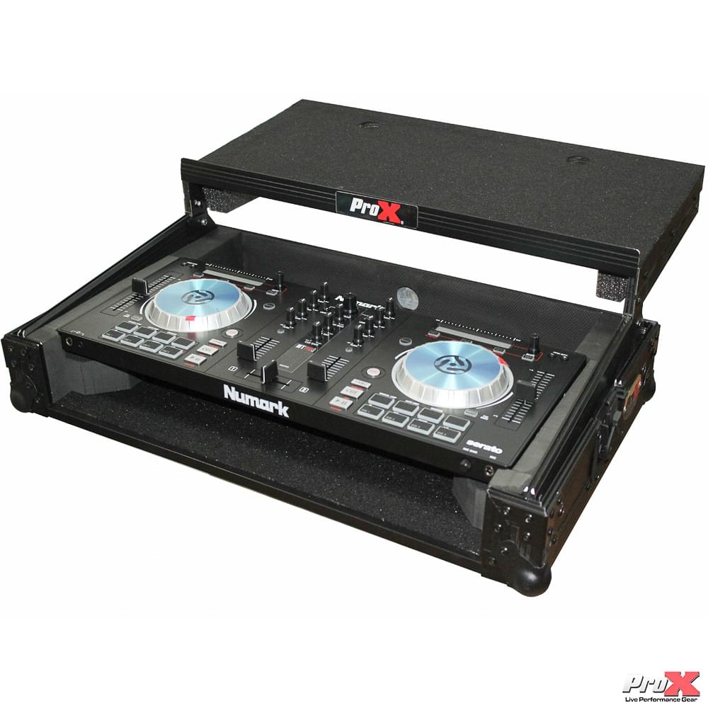 ProX Flight Case for Numark MixTrack 3 Pro 3 and Platinum Digital Controller W-Laptop Shelf | Black on Black.