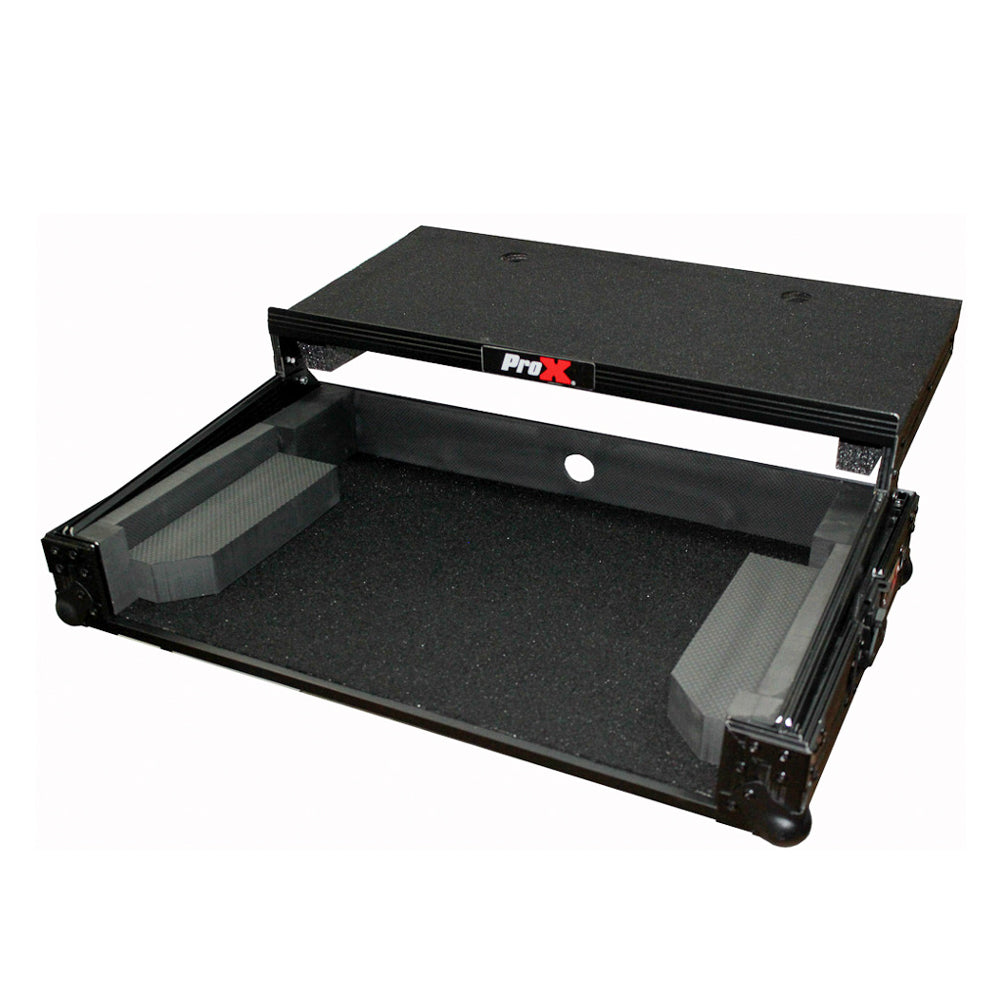 ProX Flight Case for Numark MixTrack 3 Pro 3 and Platinum Digital Controller W-Laptop Shelf | Black on Black