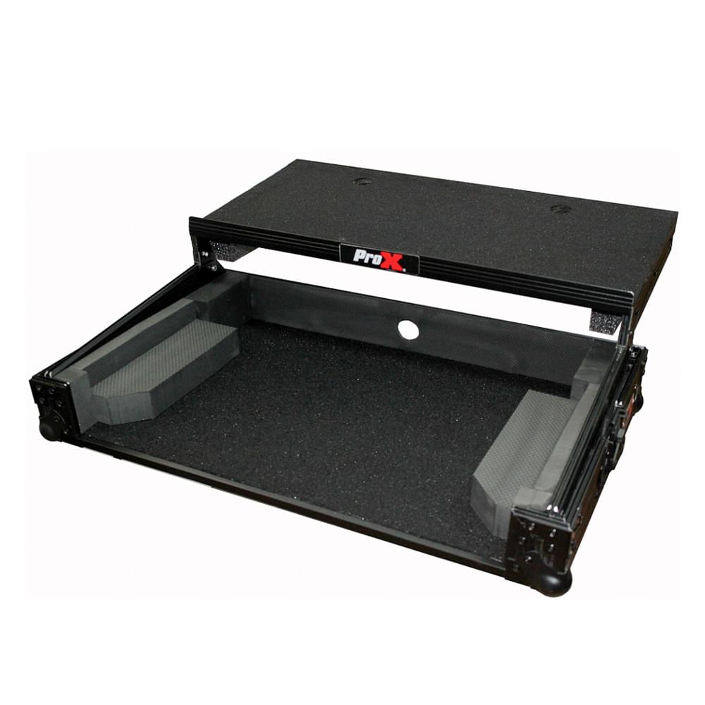 ProX Flight Case for Numark MixTrack 3 Pro 3 and Platinum Digital Controller W-Laptop Shelf | Black on Black.