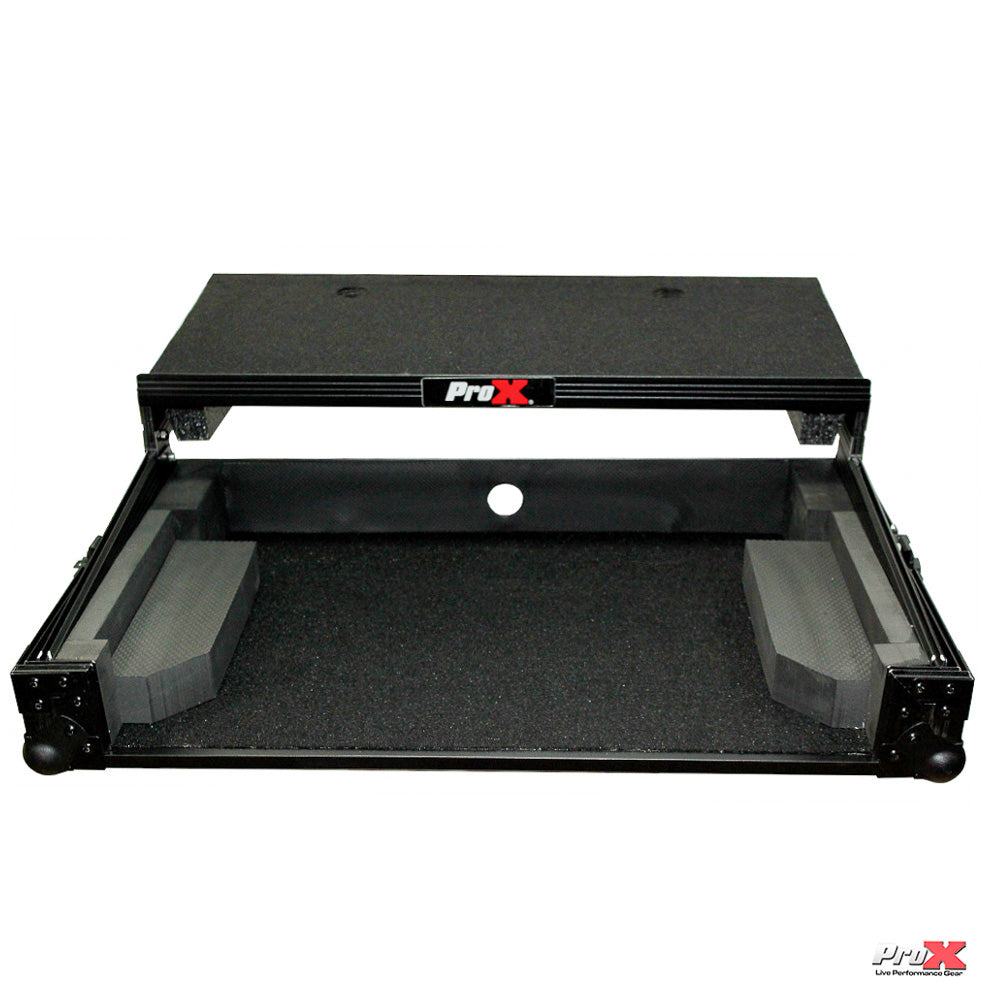 ProX Flight Case for Numark MixTrack 3 Pro 3 and Platinum Digital Controller W-Laptop Shelf | Black on Black