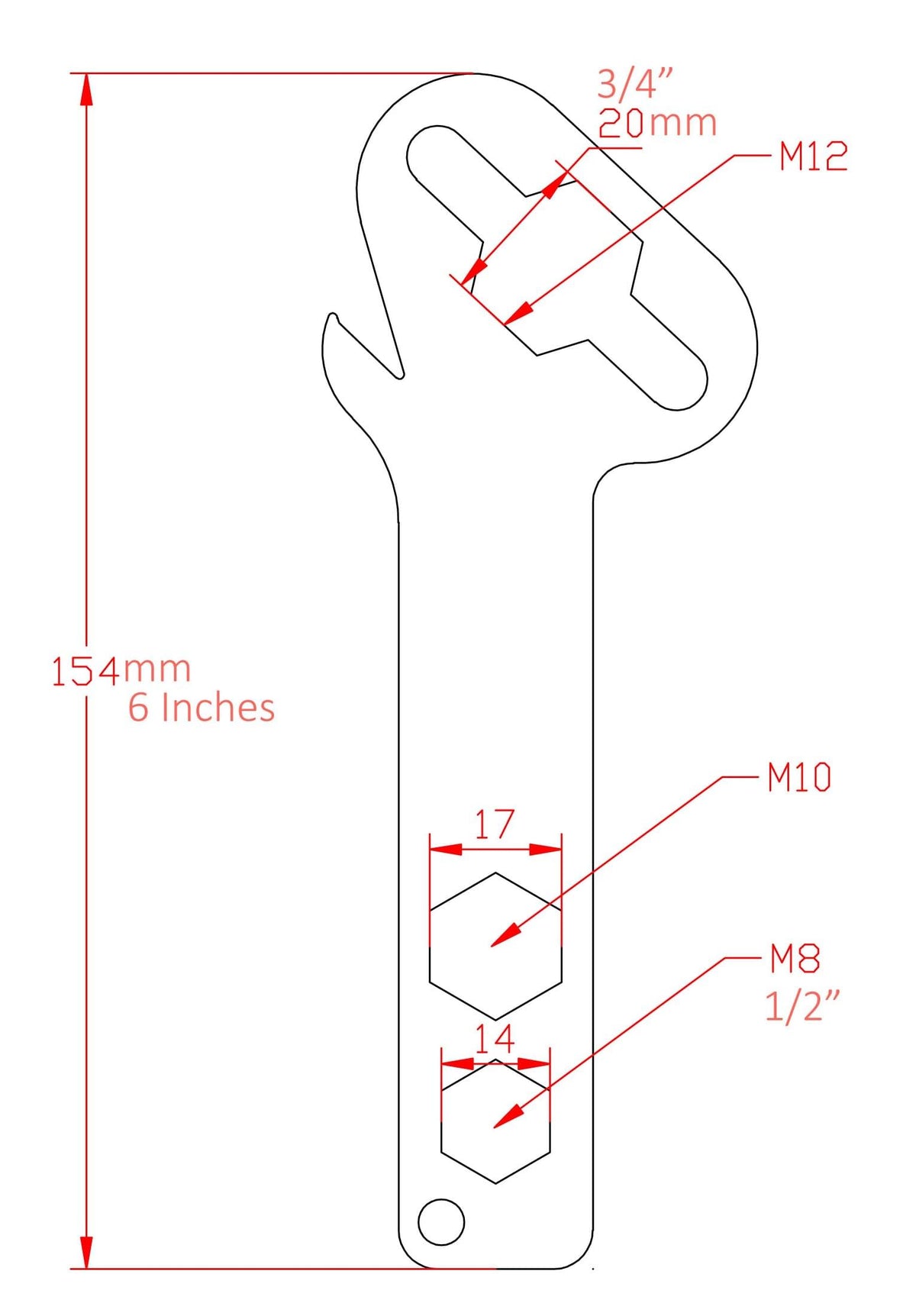 ProX XT-CLWRENCH Multi-Function Monkey Wrench in Red.