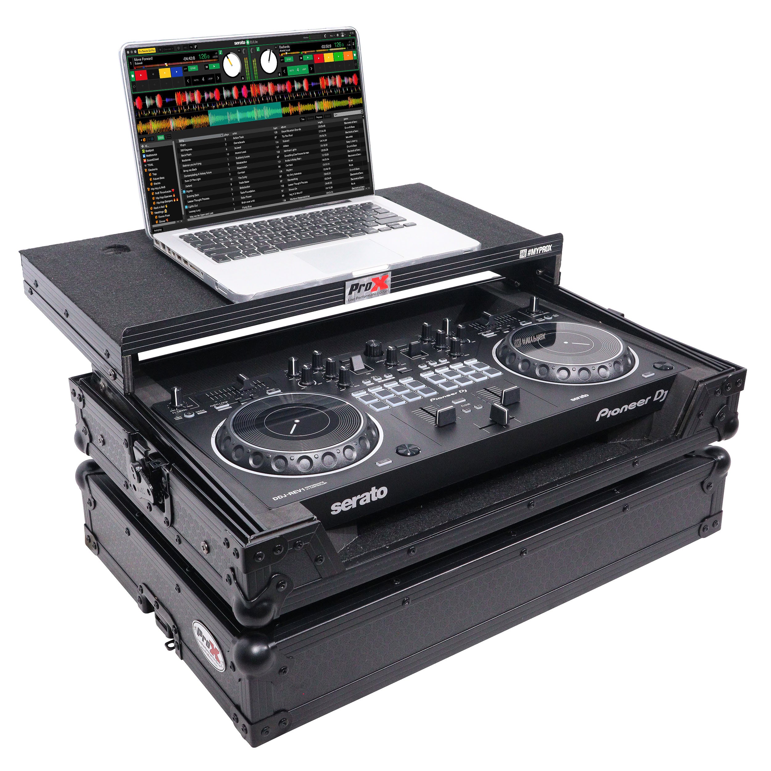 ProX ATA Flight Case For Pioneer DDJ-REV1 DJ Controller with Laptop Shelf - Black