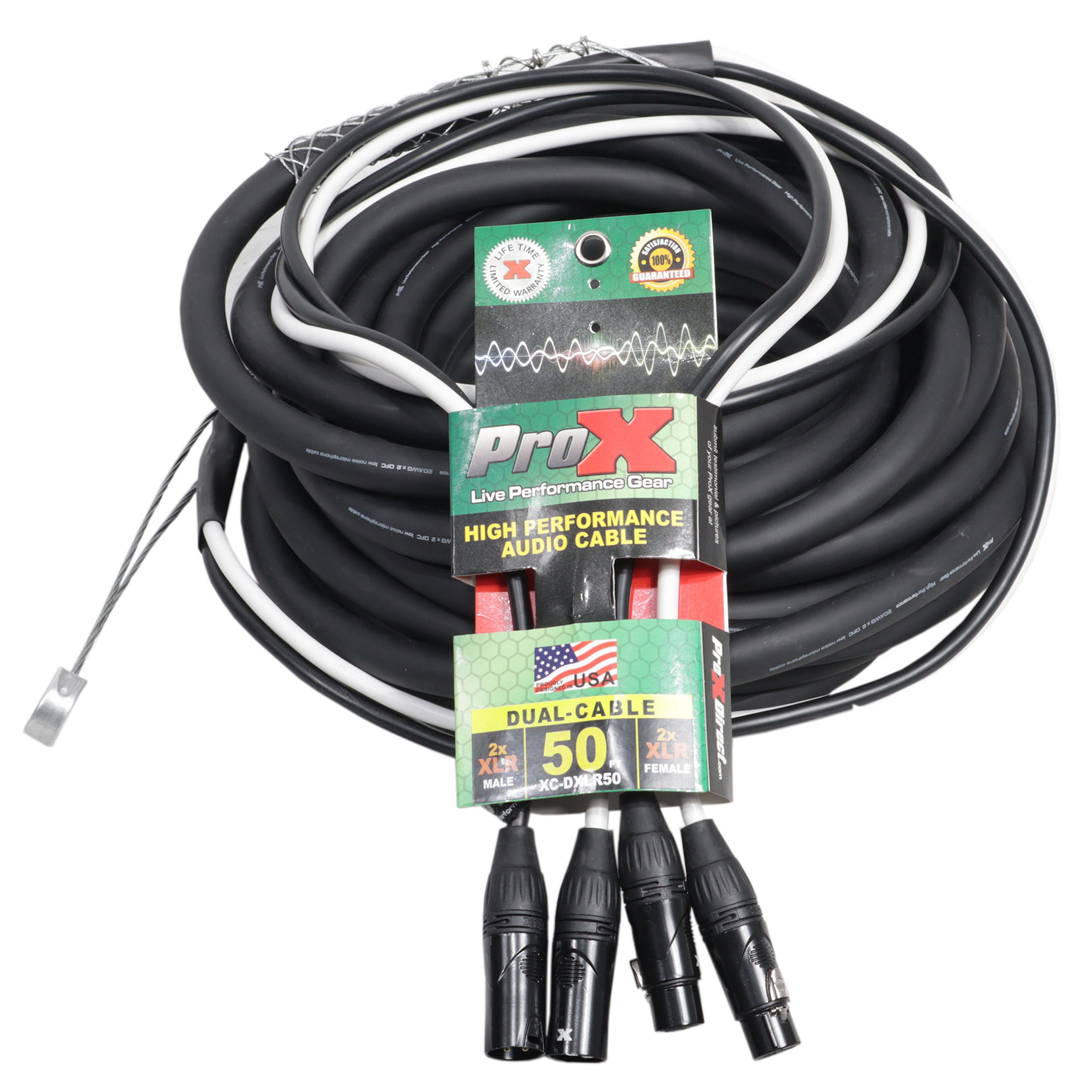 ProX 50' Ft. Balanced Dual XLR-M to Dual XLR-F High Performance Audio Cable