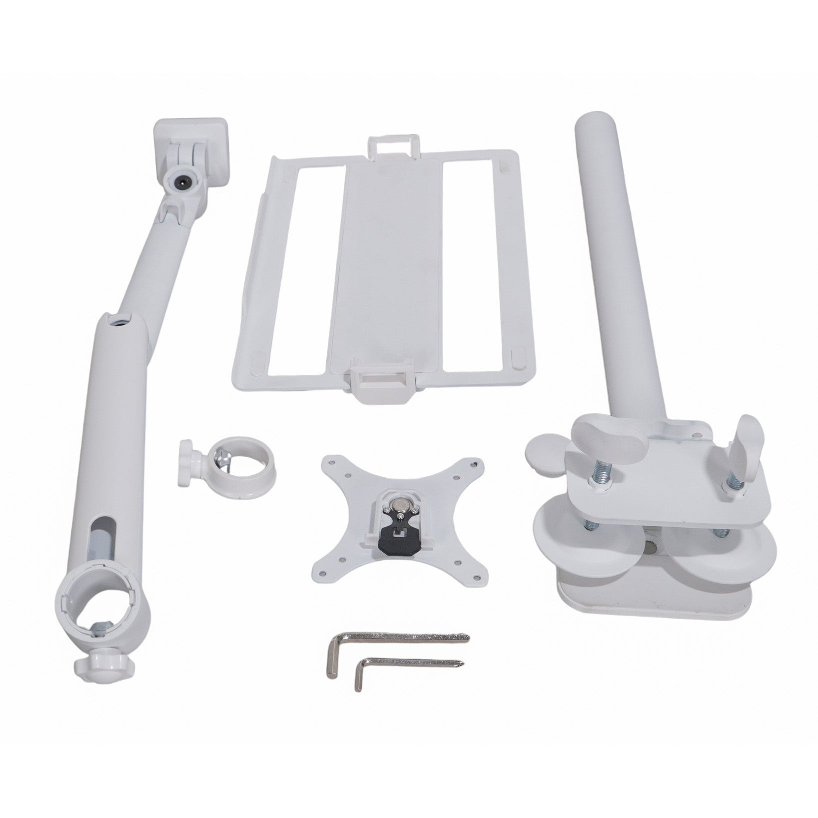 ProX White Adjustable Arm Mount Mount Stand For 12-17" Laptop,VESA 75X75 and 100X100 fit 17-32" Monitor, For DJ Flight Case/Table