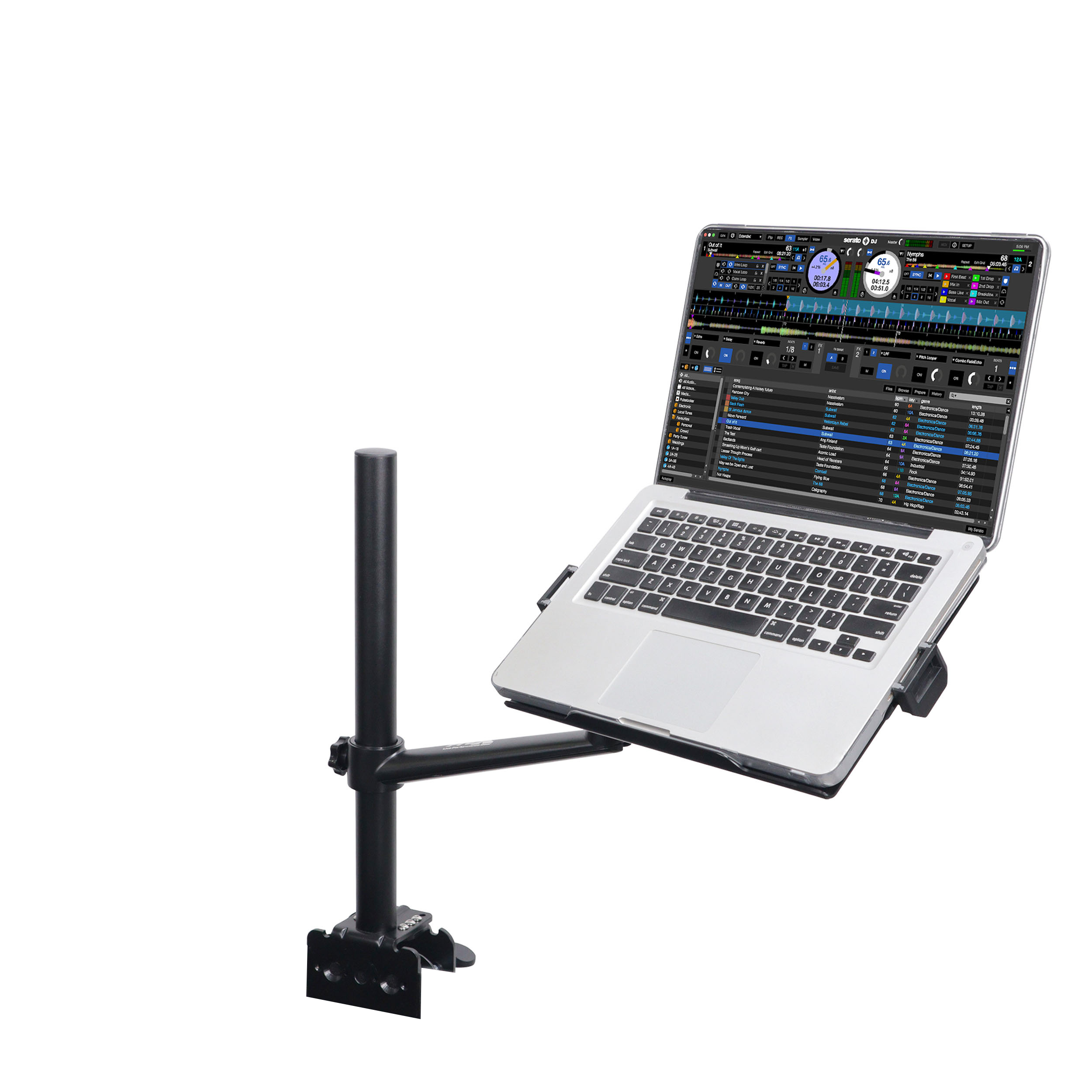 ProX Black Adjustable Arm Mount Mount Stand For 12-17" Laptop,VESA 75X75 and 100X100 fit 17-32" Monitor, For DJ Flight Case/Table