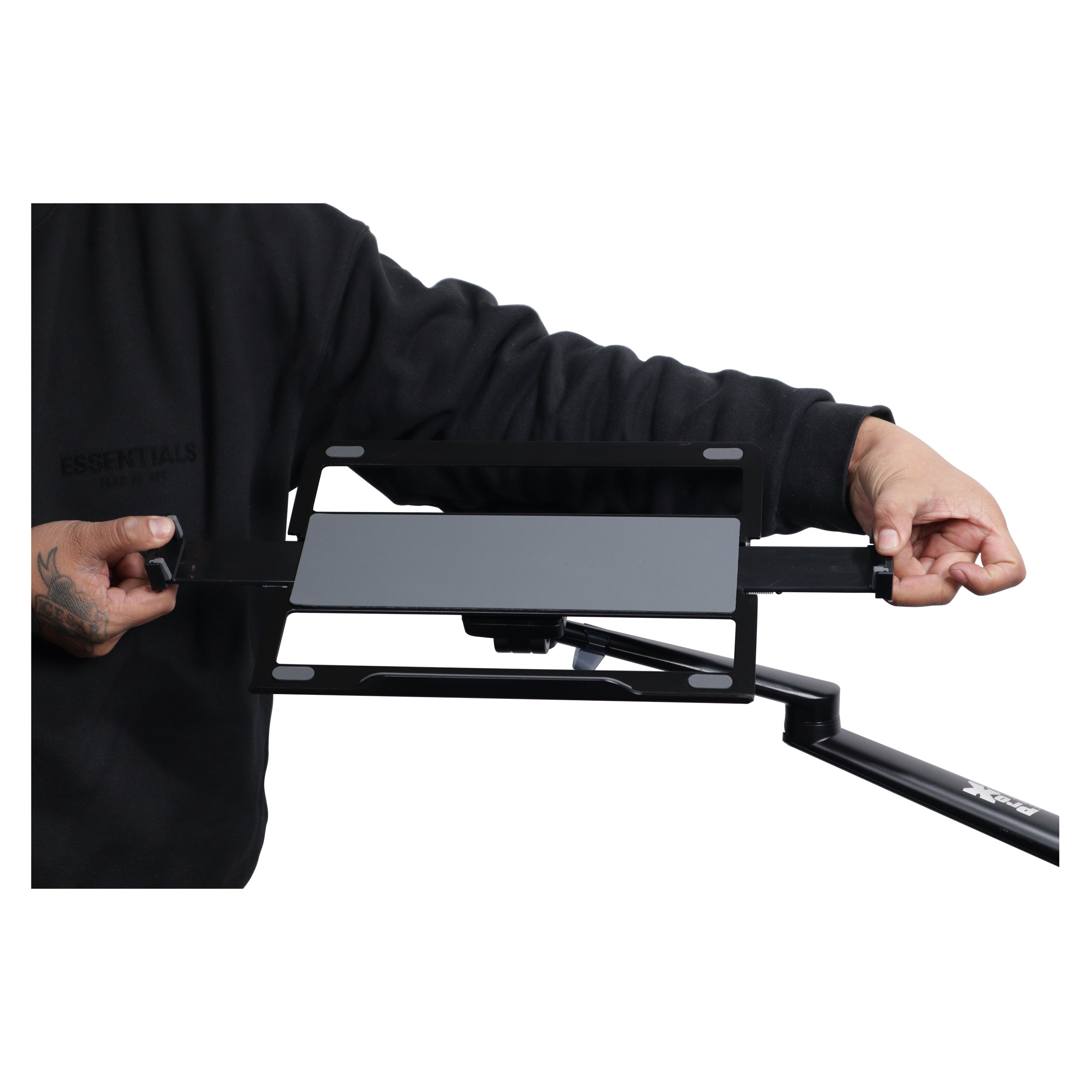 ProX Black Adjustable Arm Mount Mount Stand For 12-17" Laptop,VESA 75X75 and 100X100 fit 17-32" Monitor, For DJ Flight Case/Table.