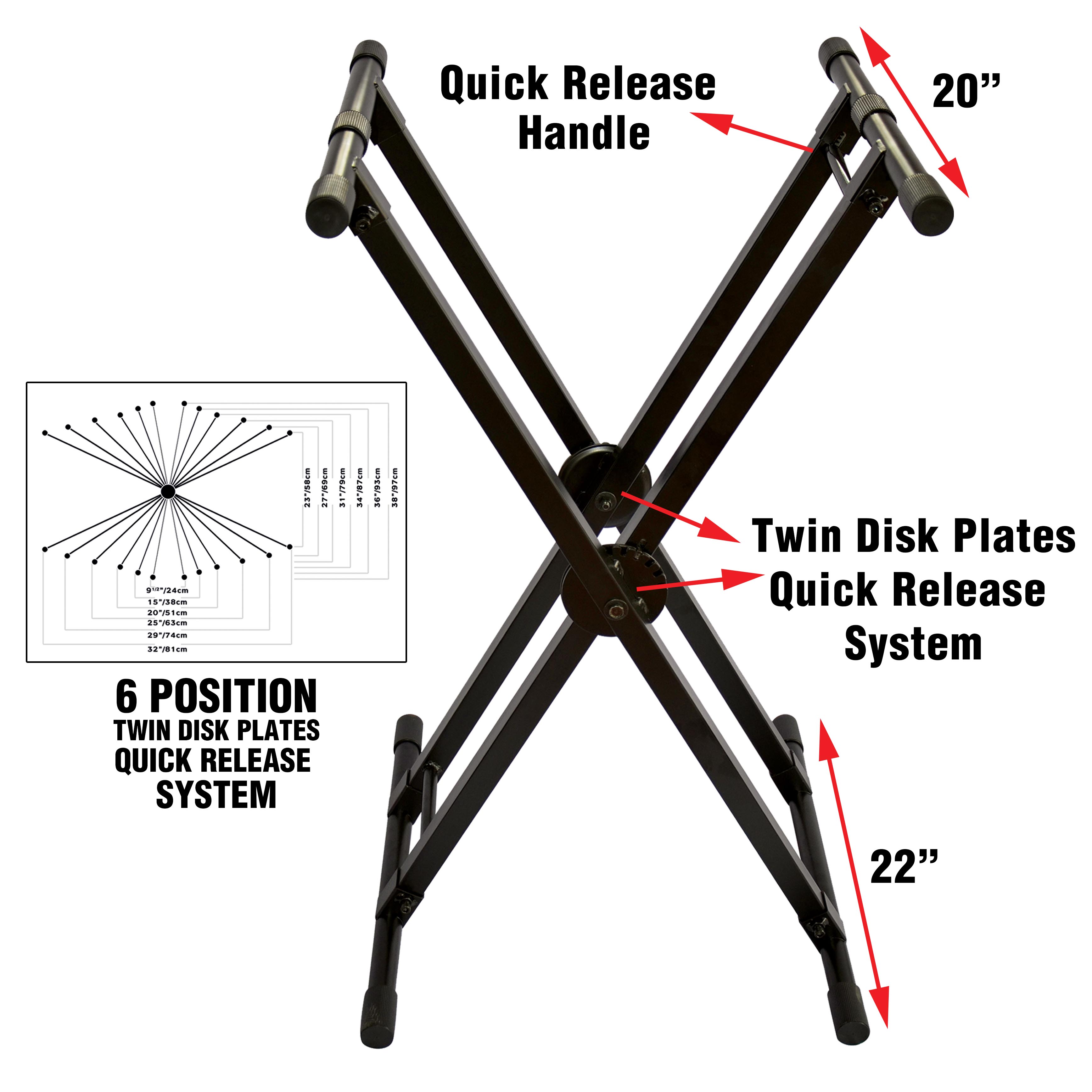 ProX DJ Case/Keyboard Stand Double X Style W/Ergo Easy Lock