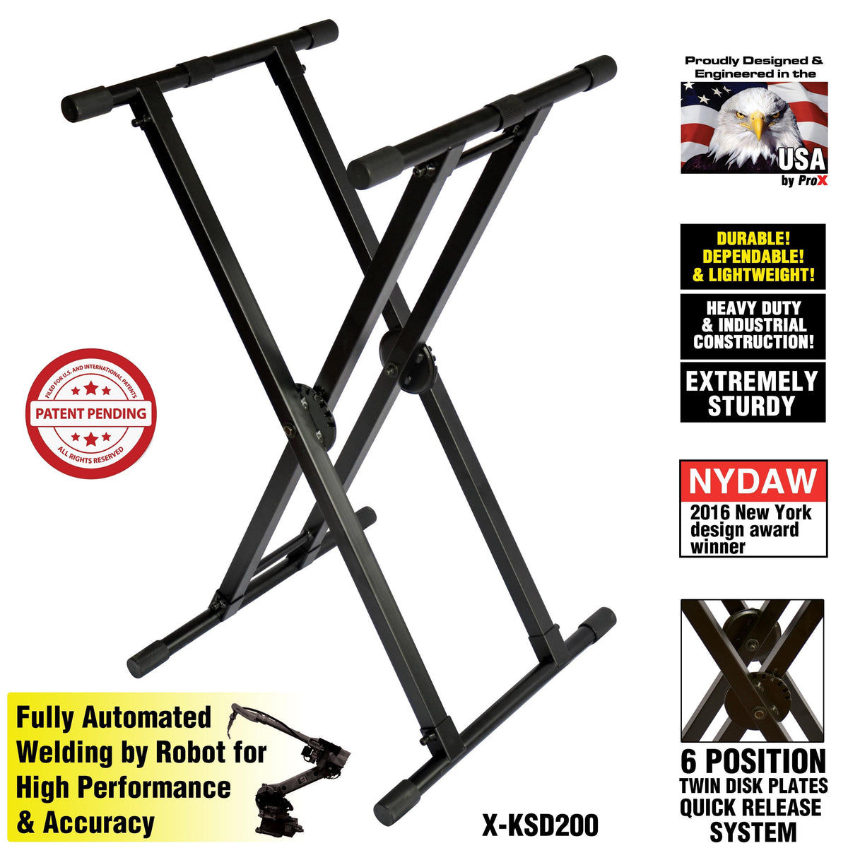 ProX DJ Case/Keyboard Stand Double X Style W/Ergo Easy Lock.