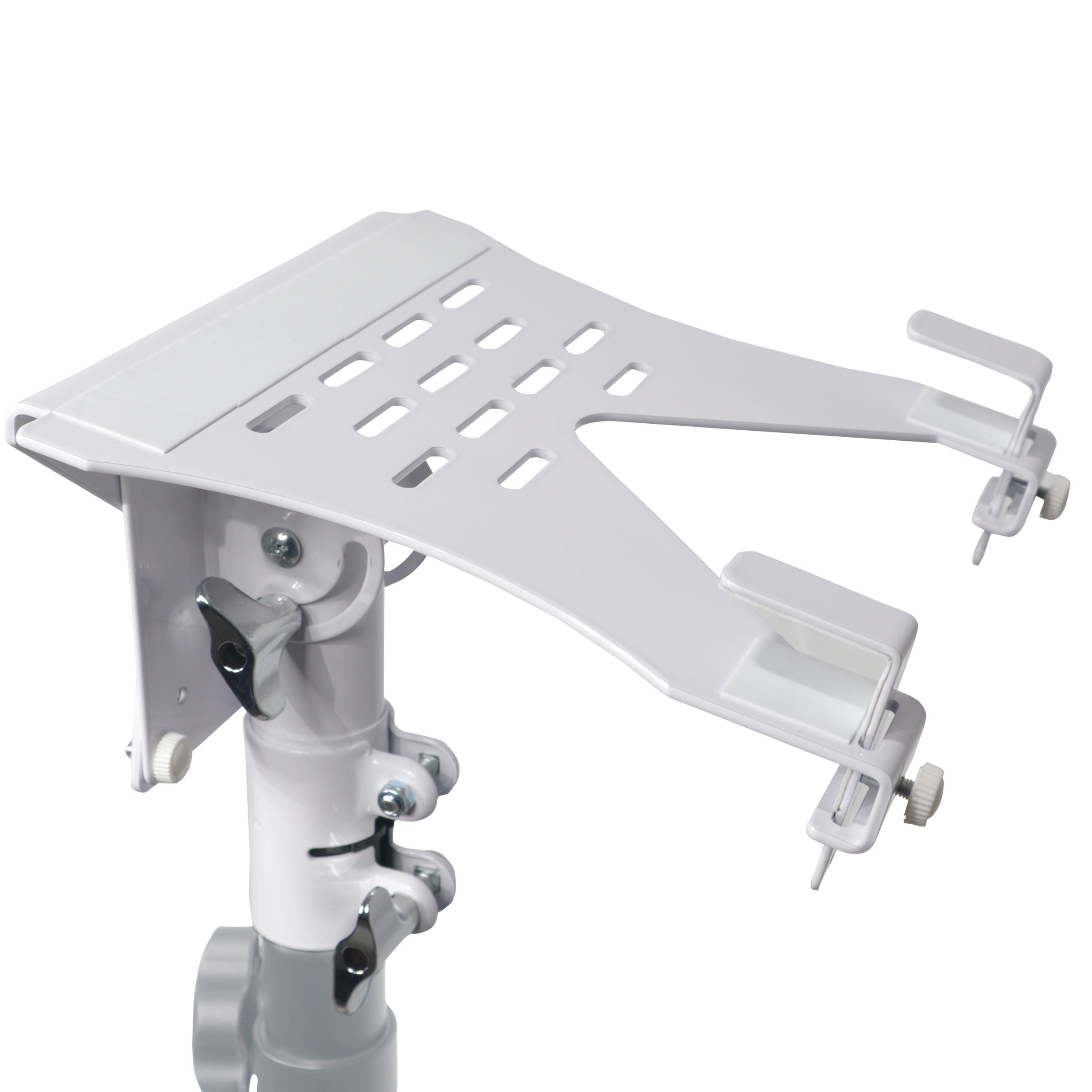 ProX Universal Laptop Tray + VESA Monitor Mounting Bracket fits on Speaker Stand 1-3/8" Pole White