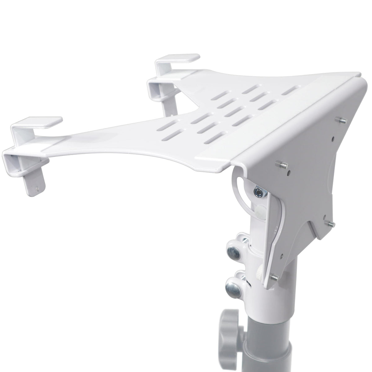 ProX Universal Laptop Tray + VESA Monitor Mounting Bracket fits on Speaker Stand 1-3/8" Pole White.