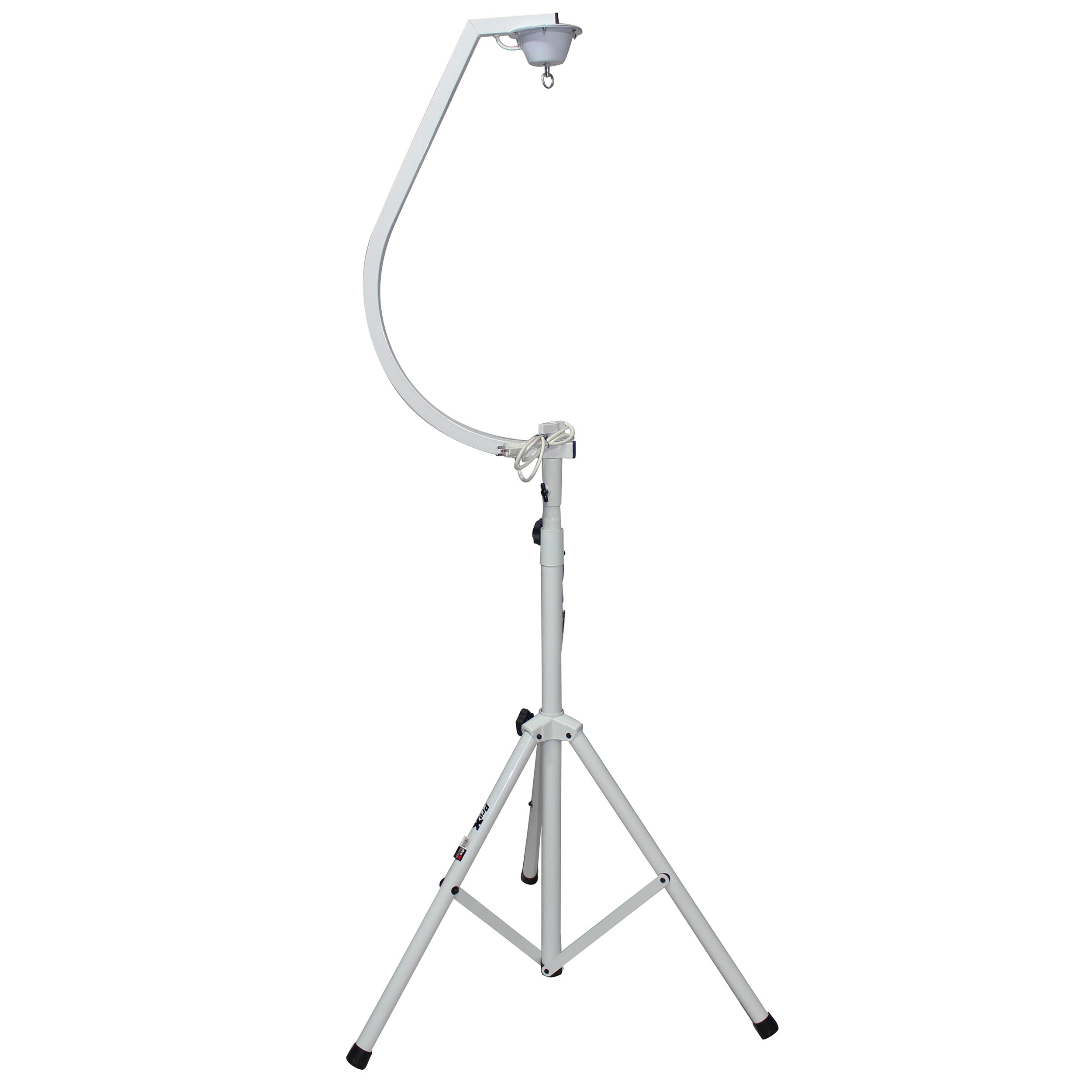 ProX White 16-20" C Shaped Mirror Ball Free Standing Hook fits 1-3/8" 35mm pole with 1 RPM Motor