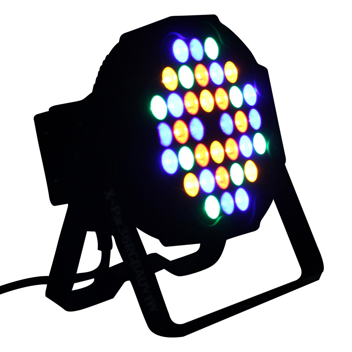 ProX Fusion RGBA UV Par 36x 1W LED Slim Par Black Housing.