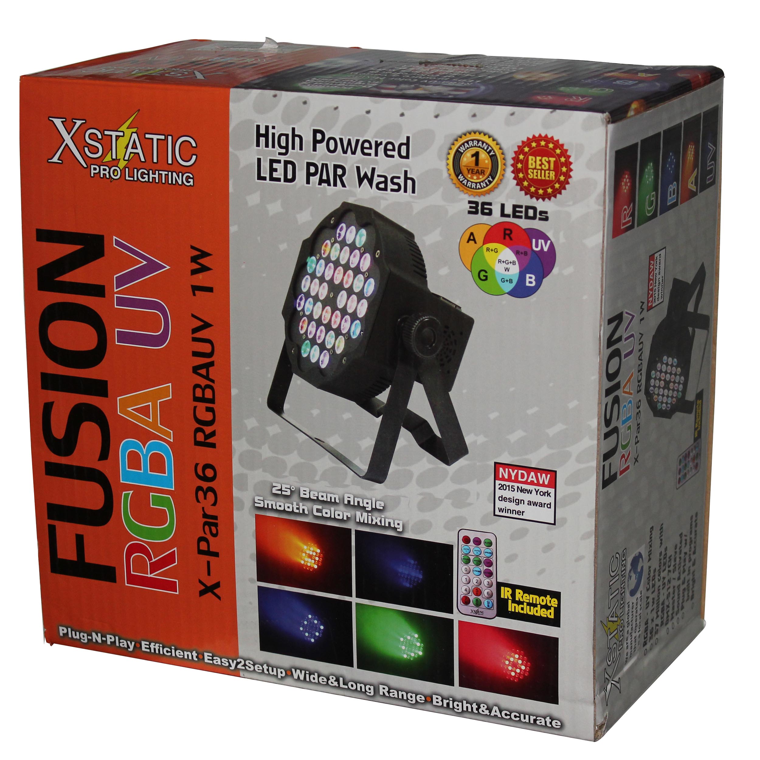 ProX Fusion RGBA UV Par 36x 1W LED Slim Par Black Housing