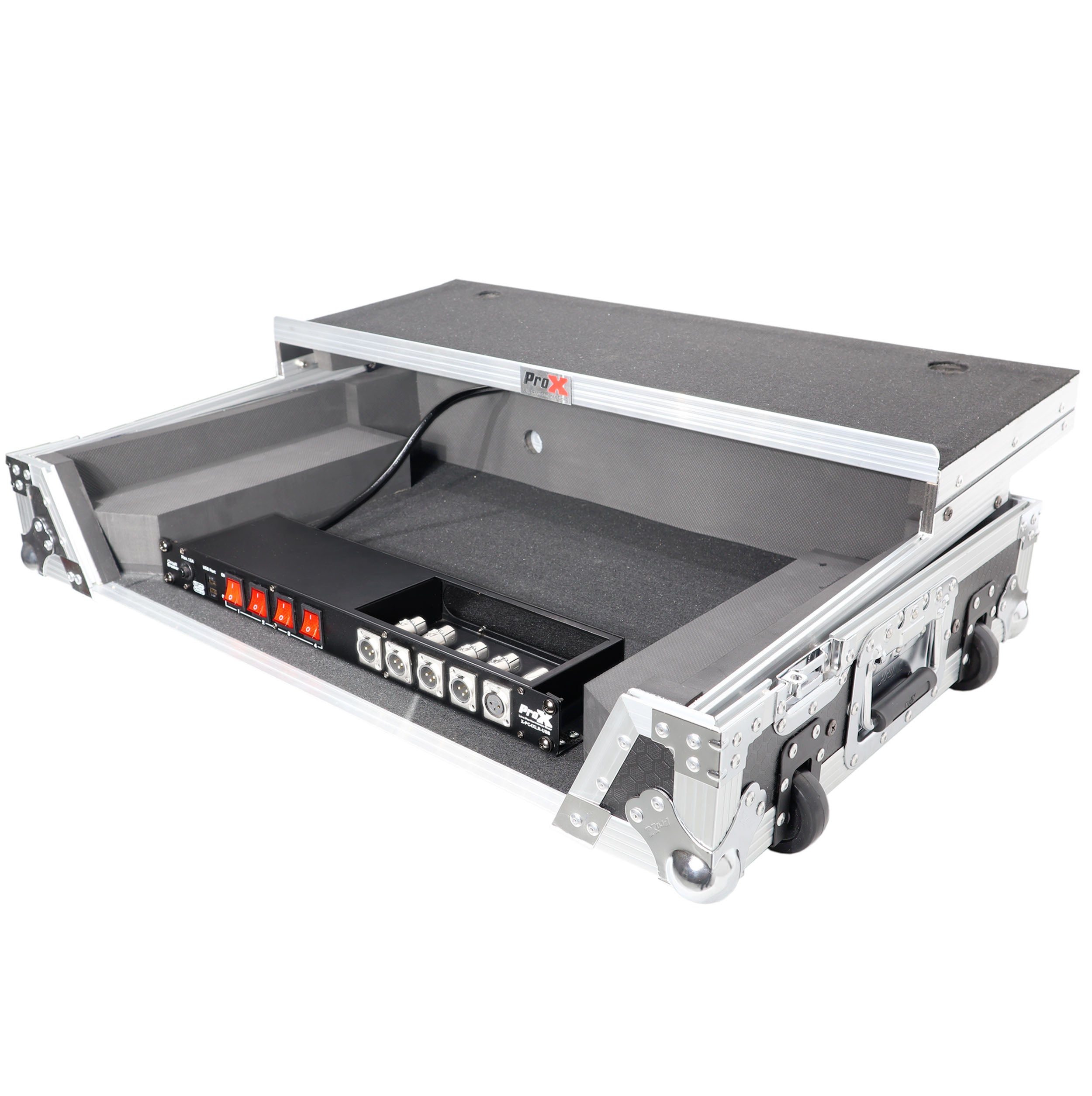ProX 4 Way Powerkon to Edison AC Power 1U Rack Mountable Power Strip 5x Punched D-Series 15A Breaker On Off LED Toggle Switches