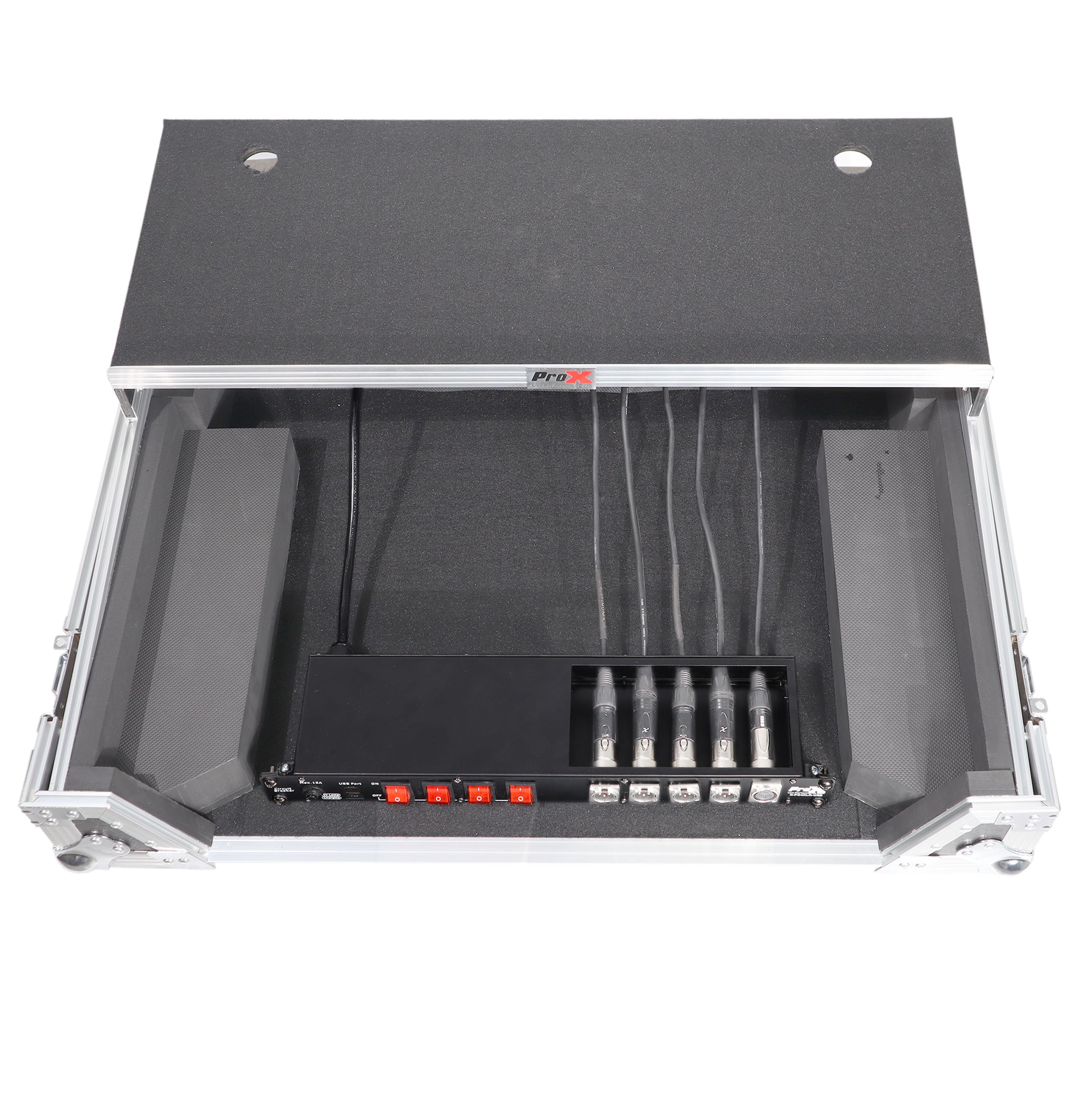 ProX 4 Way Powerkon to Edison AC Power 1U Rack Mountable Power Strip 5x Punched D-Series 15A Breaker On Off LED Toggle Switches