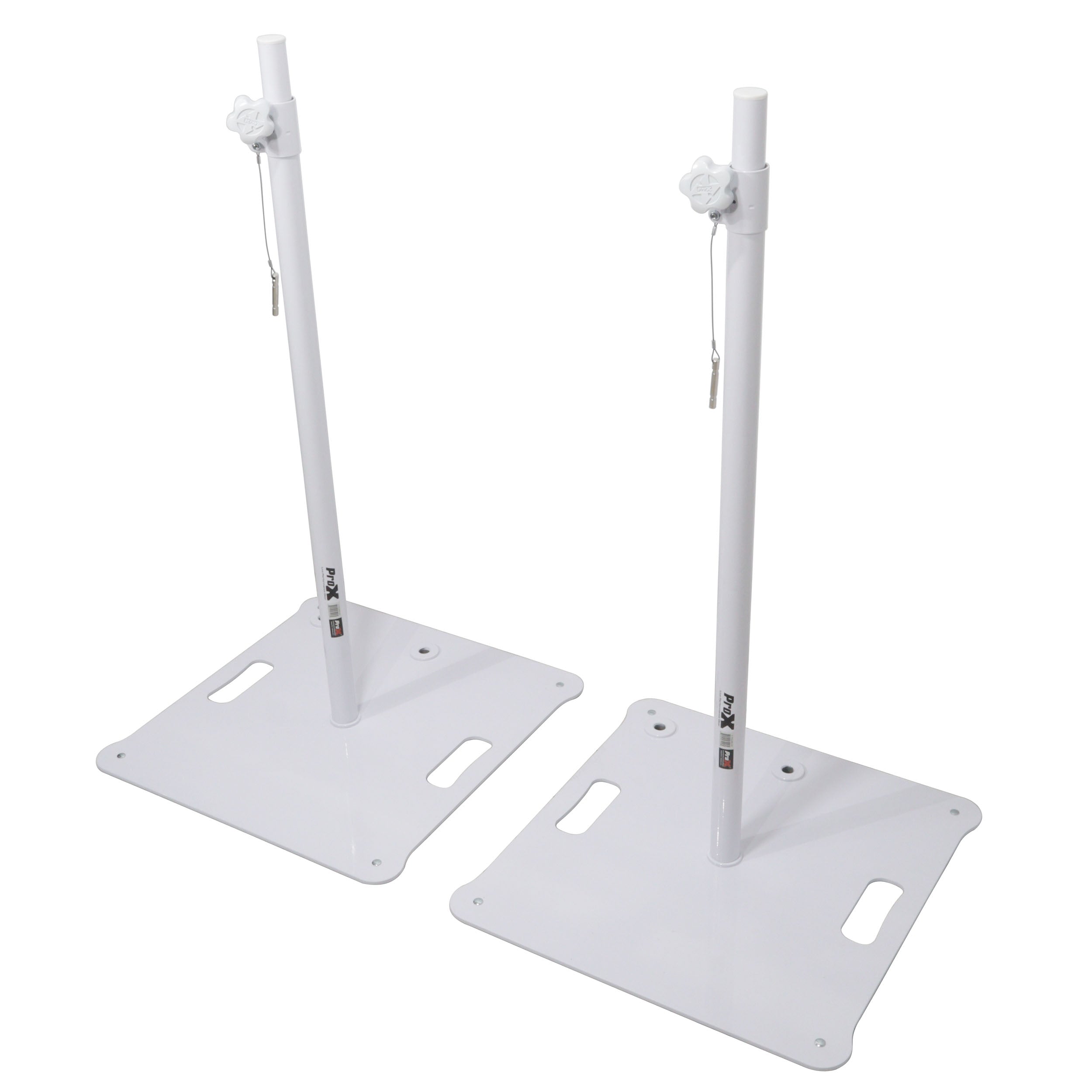 ProX POLARIS Portable Speaker and Lighting Pair Stand Kit with Base Plate, Telescoping Pole, and Carry Bags - White Finish.