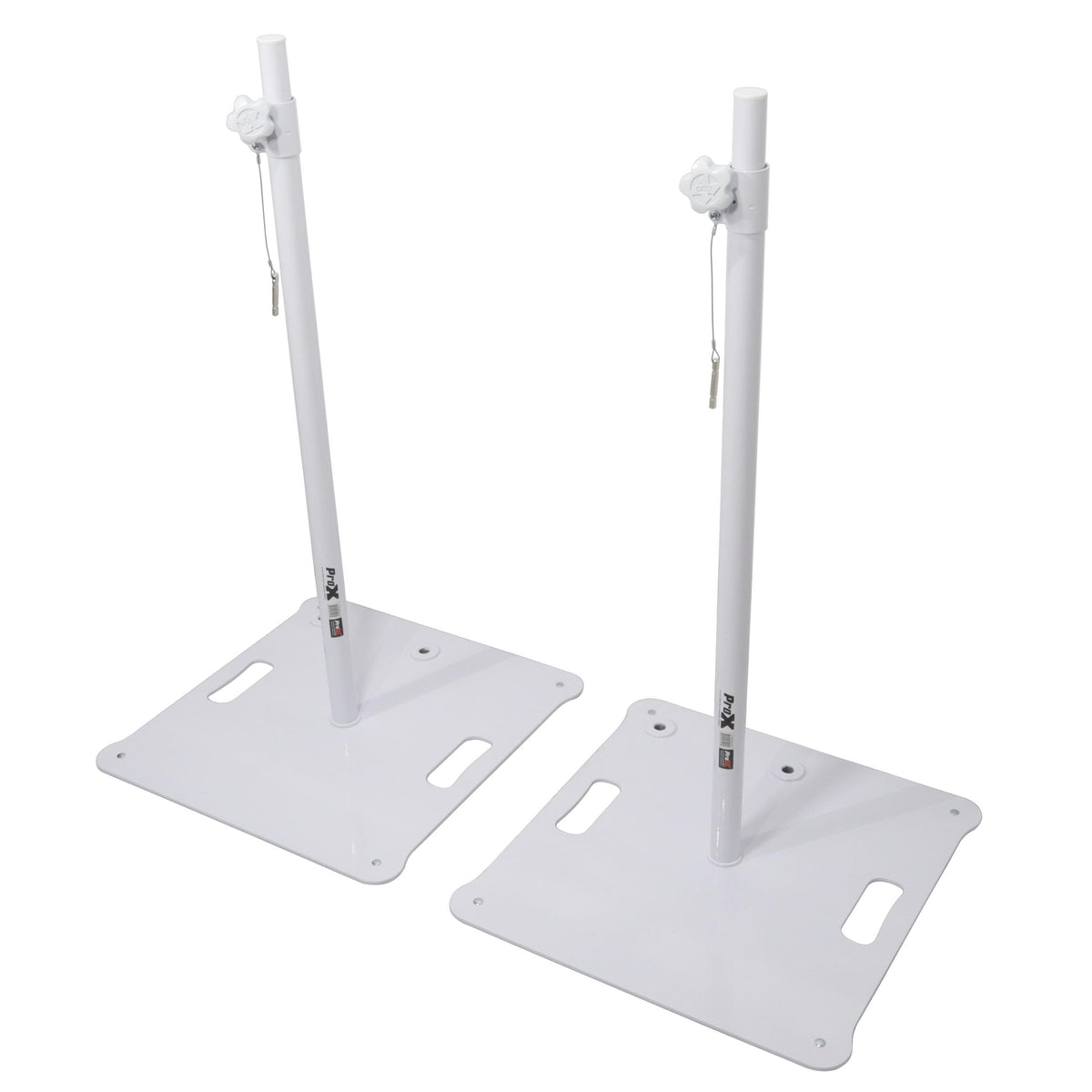 ProX POLARIS Portable Speaker and Lighting Pair Stand Kit with Base Plate, Telescoping Pole, and Carry Bags - White Finish.