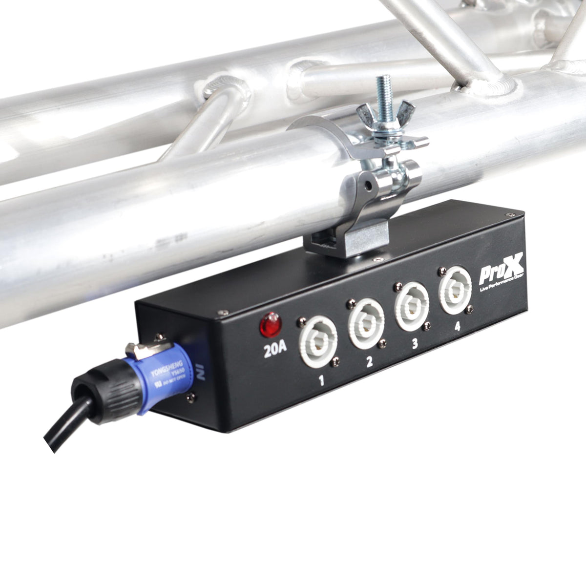 ProX Power Center Five-Way Spitter For Indoor Powercon Connector Delivers Power For Up To 5 Fixtures with Power Cord.