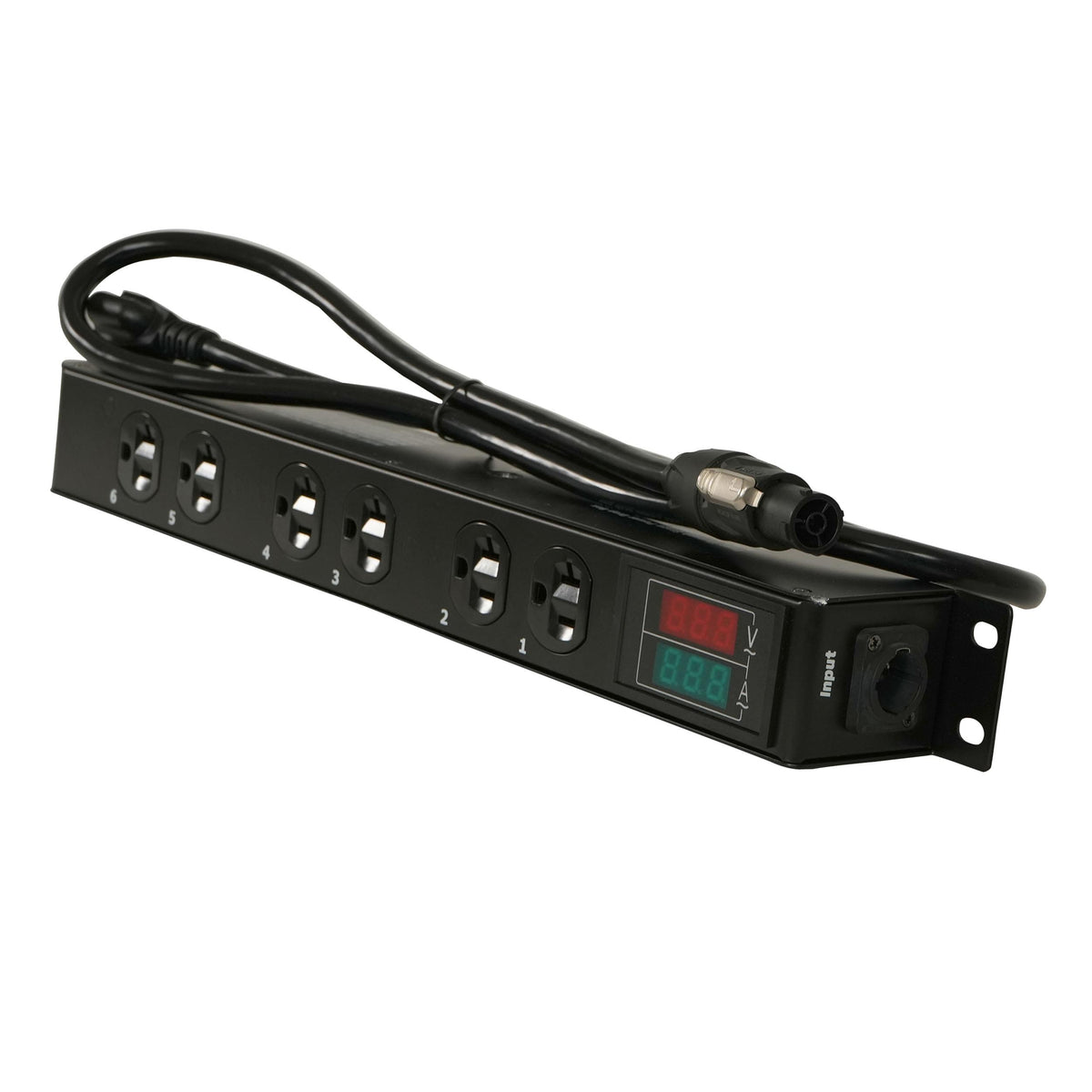 ProX TARA 6-Outlet Edison NEMA 5-20R Power Distribution Box with True1 IN/OUT, LED Voltage and Current Display 20A Power Center.