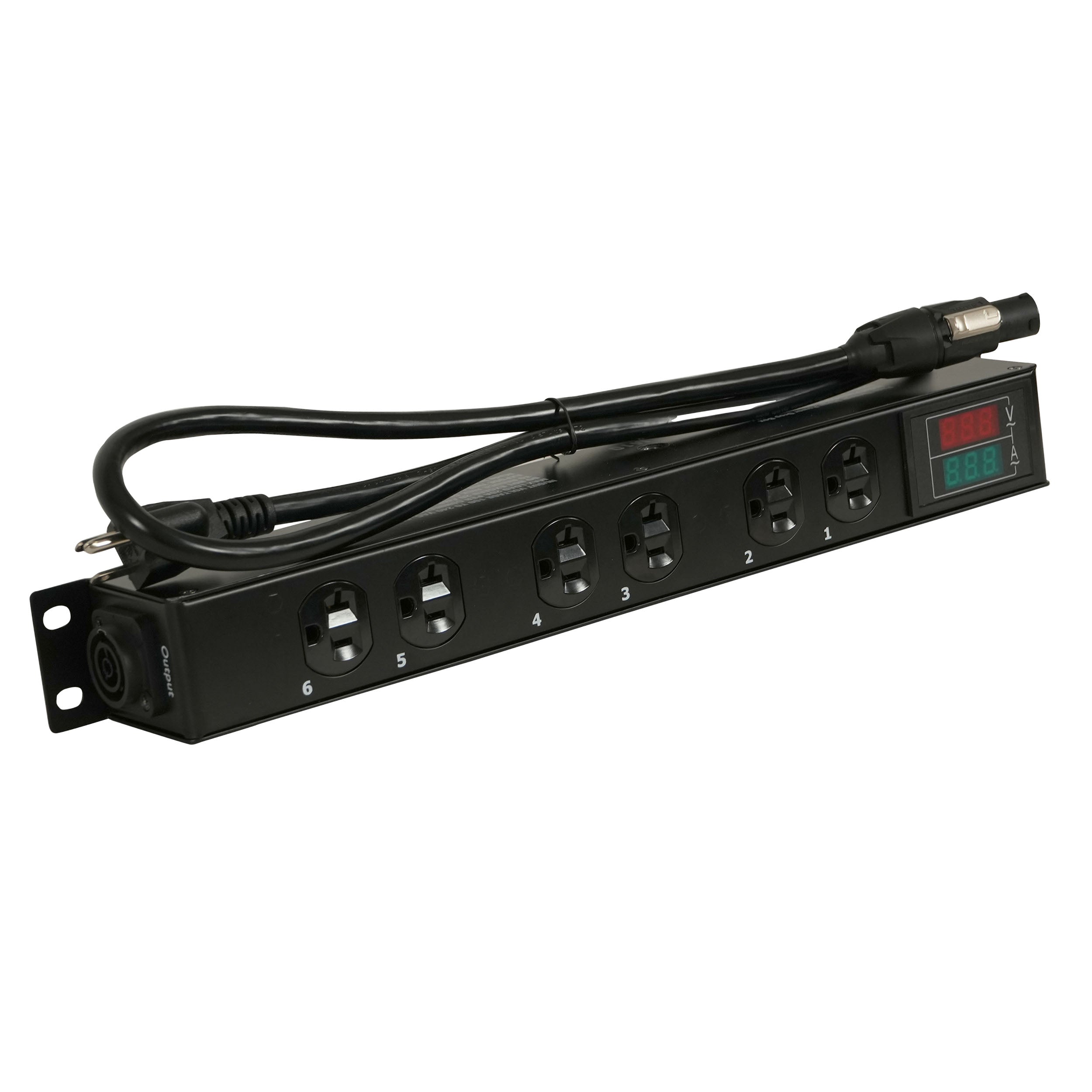 ProX TARA 6-Outlet Edison NEMA 5-20R Power Distribution Box with True1 IN/OUT, LED Voltage and Current Display 20A Power Center