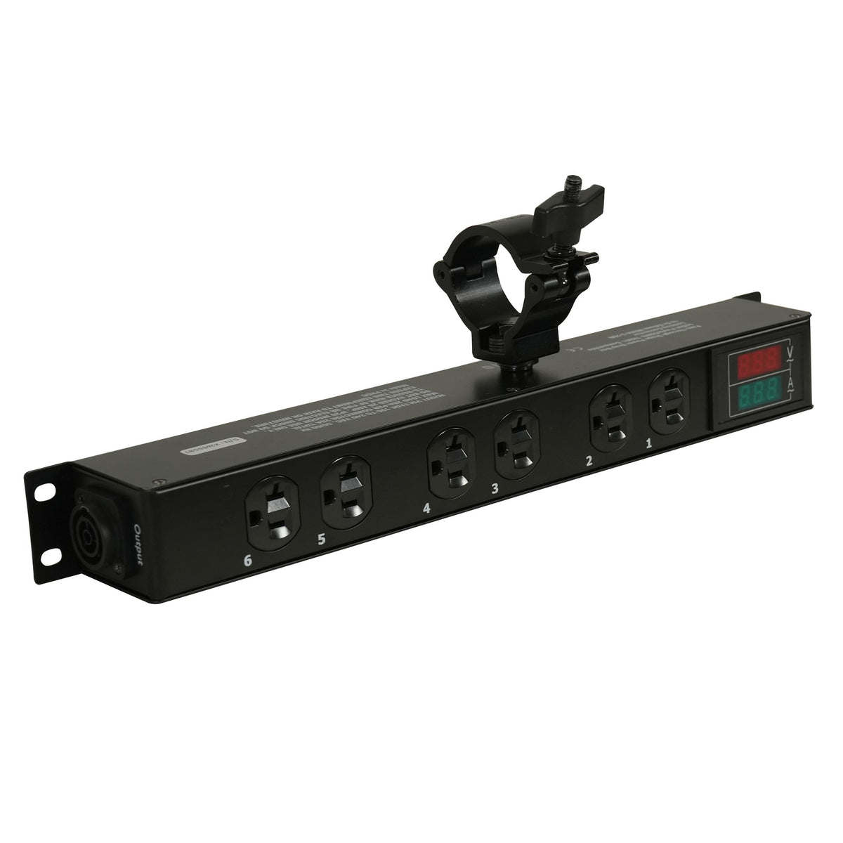 ProX TARA 6-Outlet Edison NEMA 5-20R Power Distribution Box with True1 IN/OUT, LED Voltage and Current Display 20A Power Center.