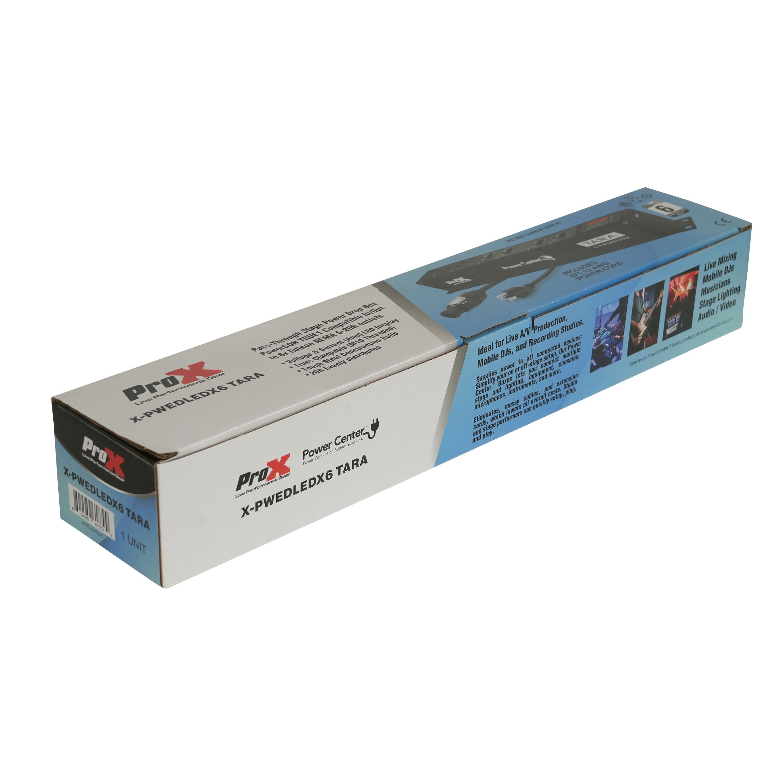 ProX TARA 6-Outlet Edison NEMA 5-20R Power Distribution Box with True1 IN/OUT, LED Voltage and Current Display 20A Power Center