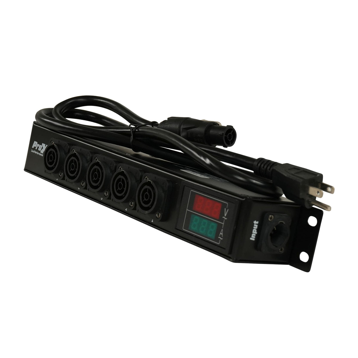 ProX DANA PowerCenter AC to 6X True1 Splitter Outputs - 20A REAN® by NEUTRIK® Connectors w/ V&A Meter.