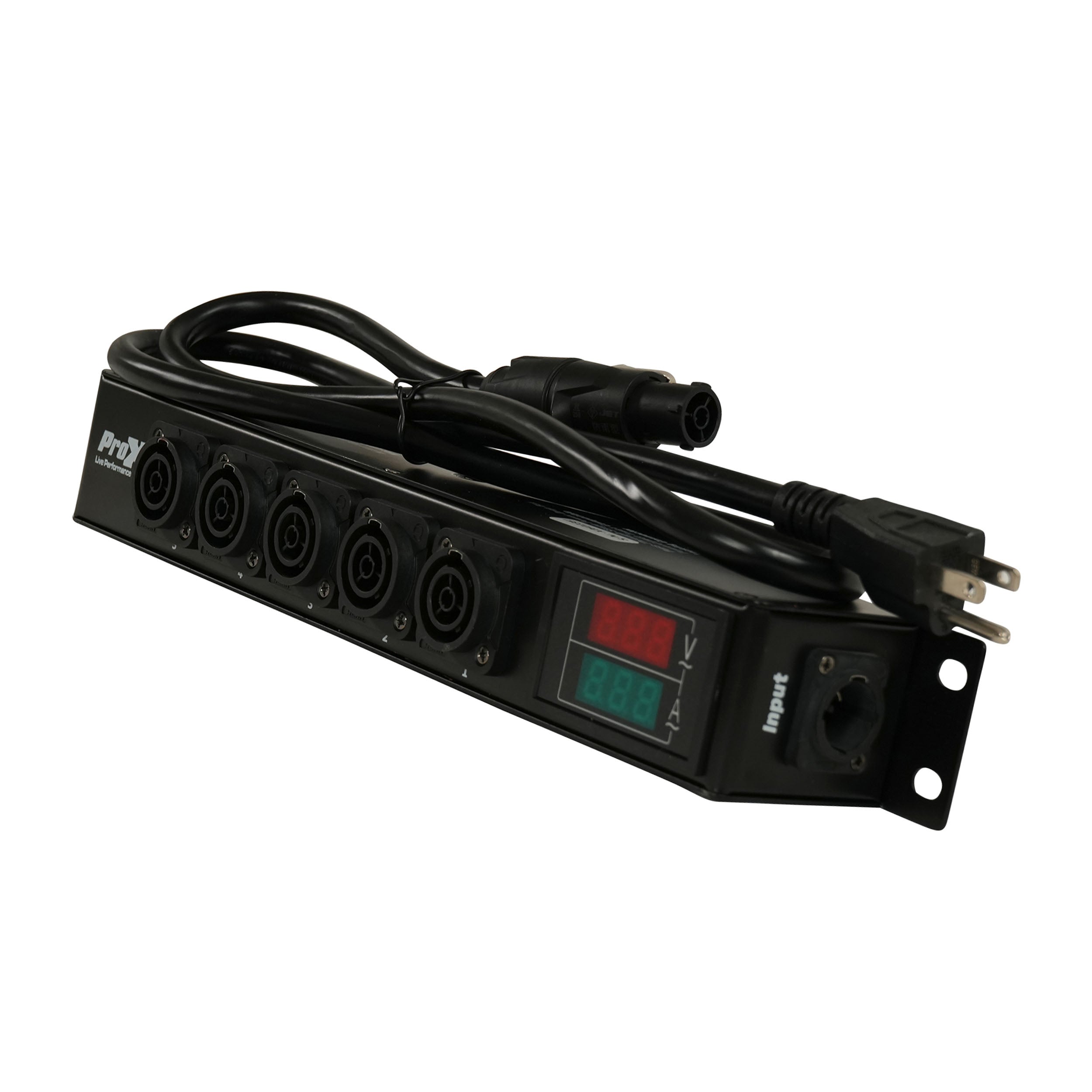 ProX DANA PowerCenter AC to 6X True1 Splitter Outputs - 20A REAN® by NEUTRIK® Connectors w/ V&A Meter