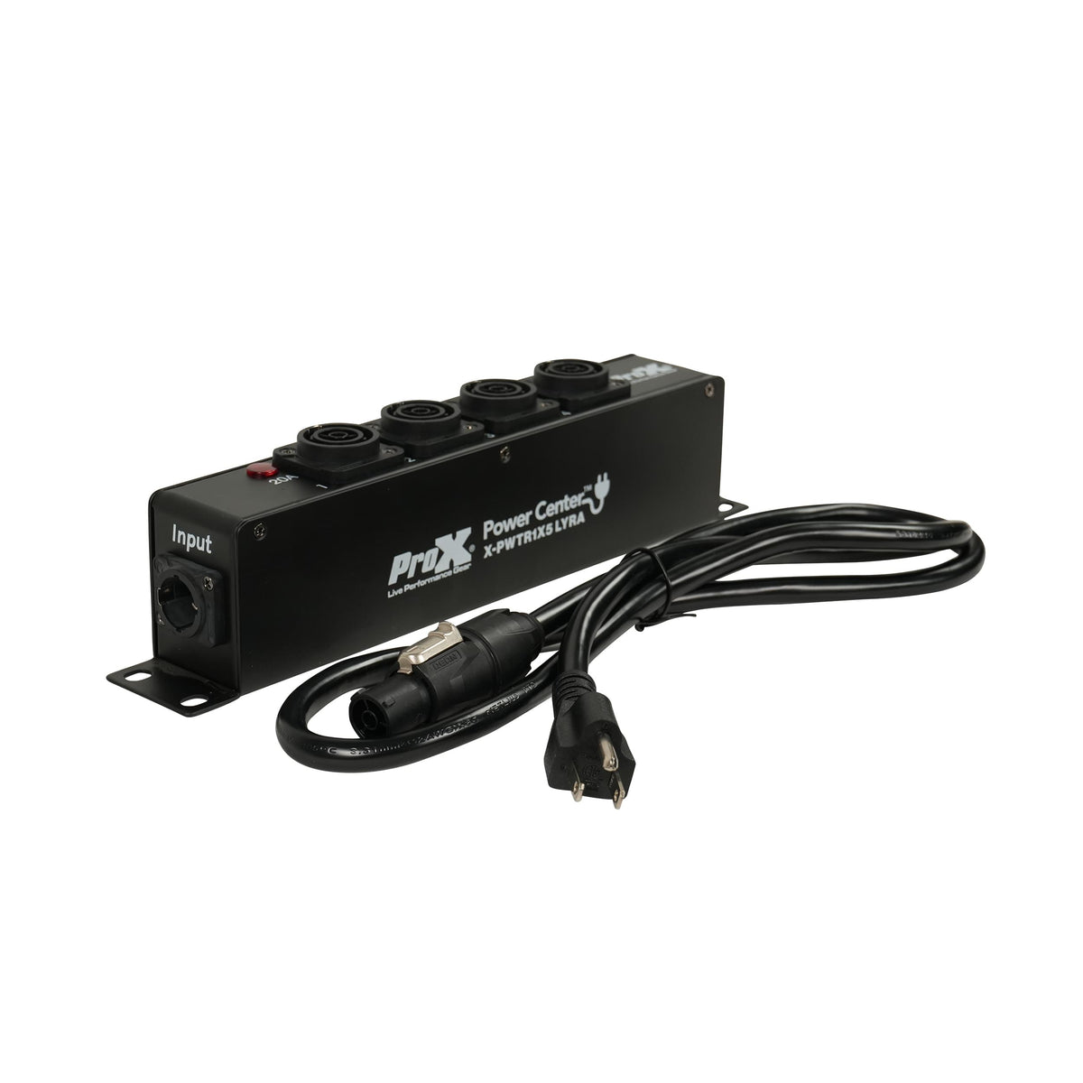 ProX LYRA PowerCenter PowerCON TRUE1 5-Way Power Splitter Box for True1 Power Connection Powers 5 Devices with Power Cord.