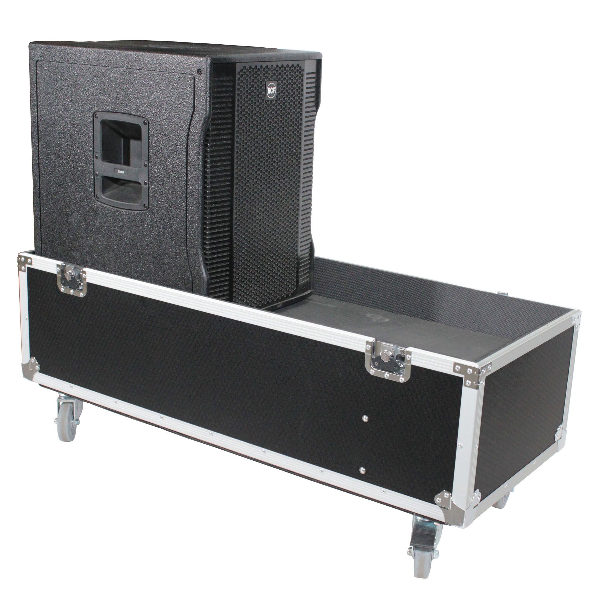 ProX ATA Flight Case for 2x RCF EVOX12 or EV Evolve 50 Compact Arrays Fits Two Speakers and Subwoofers