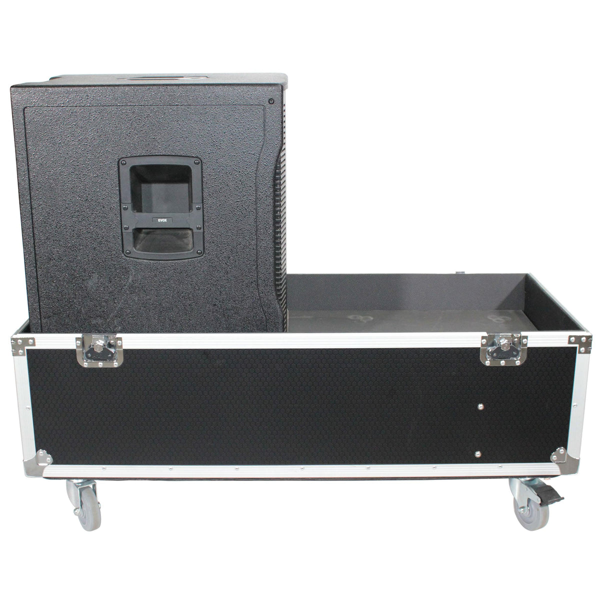 ProX ATA Flight Case for 2x RCF EVOX12 or EV Evolve 50 Compact Arrays Fits Two Speakers and Subwoofers.