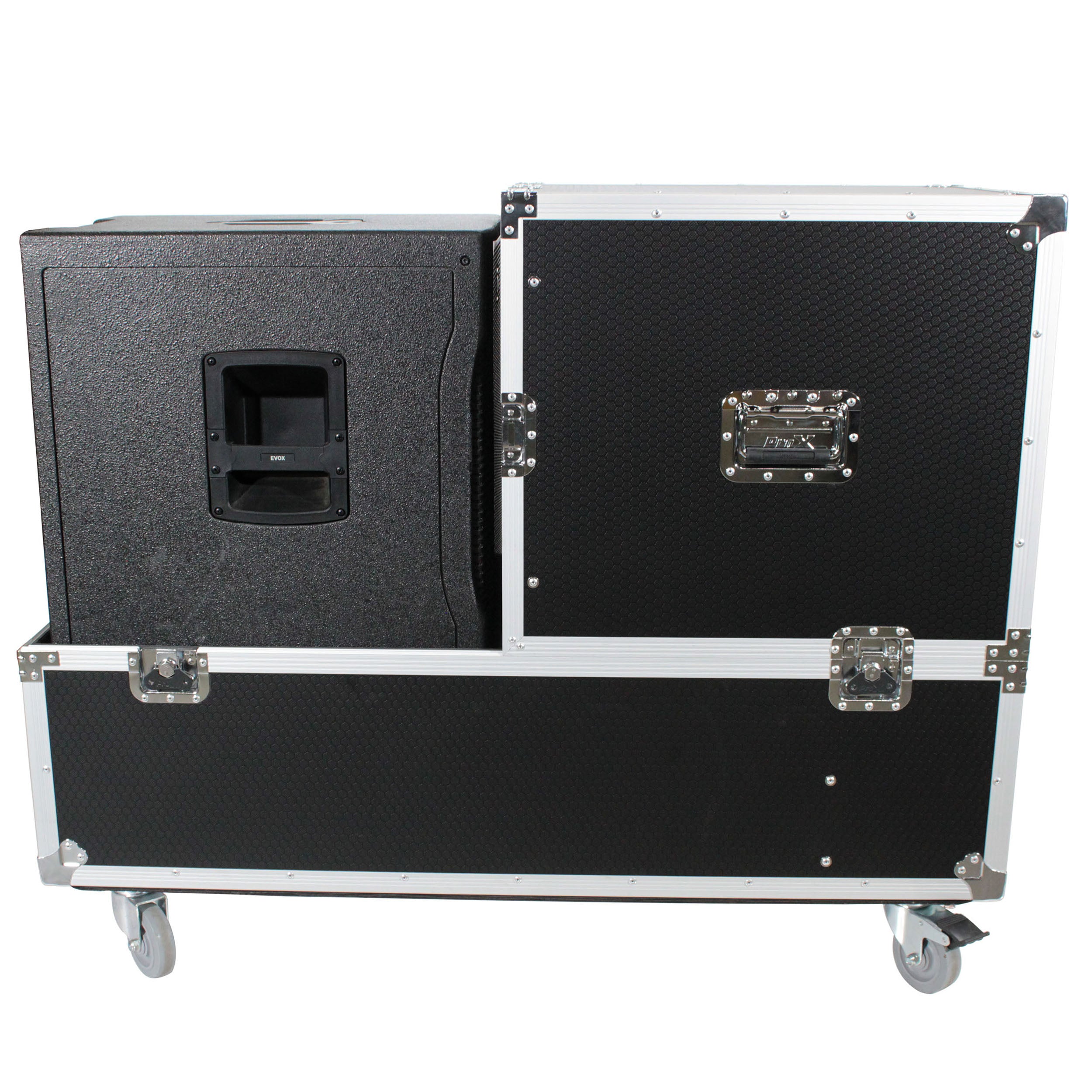 ProX ATA Flight Case for 2x RCF EVOX12 or EV Evolve 50 Compact Arrays Fits Two Speakers and Subwoofers