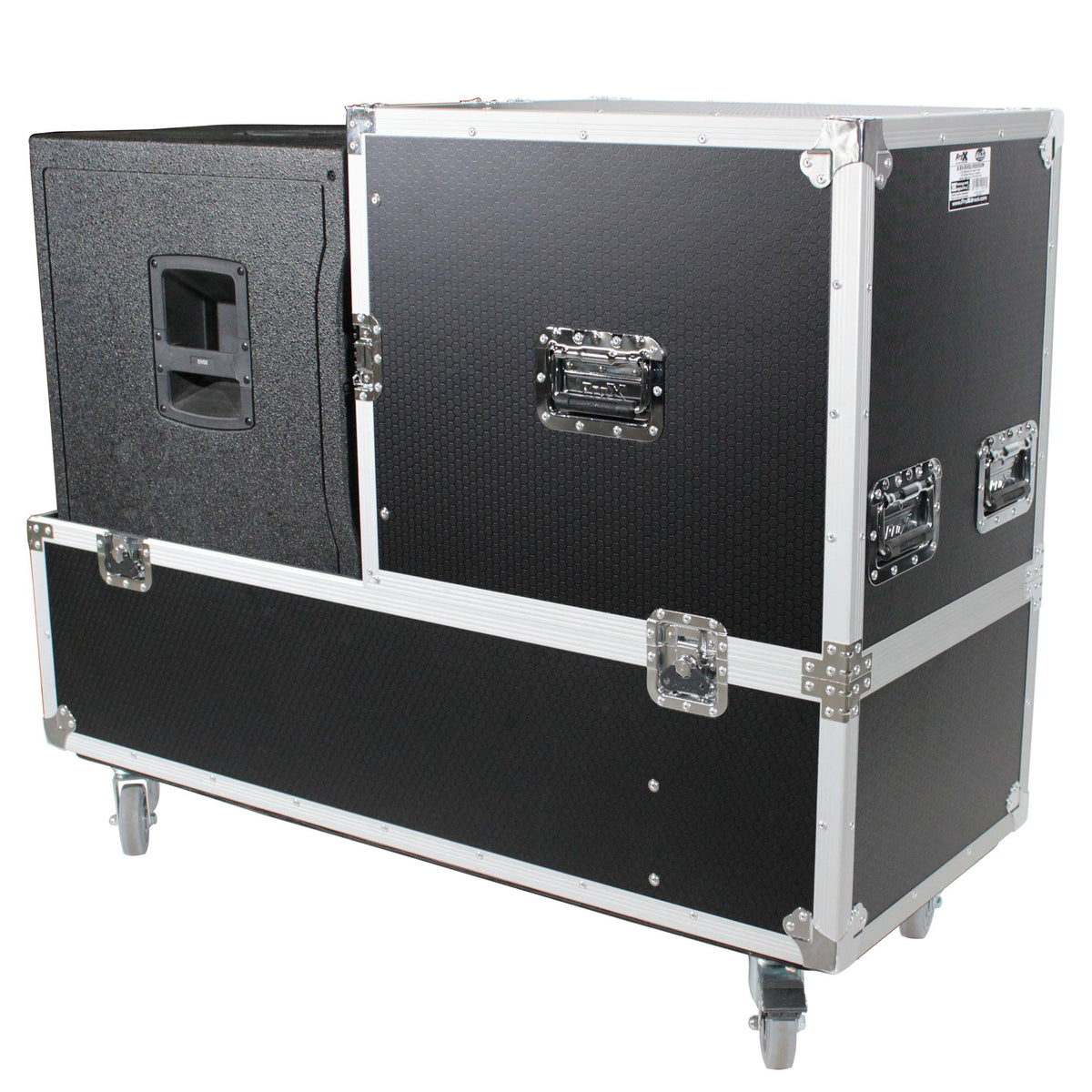 ProX ATA Flight Case for 2x RCF EVOX12 or EV Evolve 50 Compact Arrays Fits Two Speakers and Subwoofers.