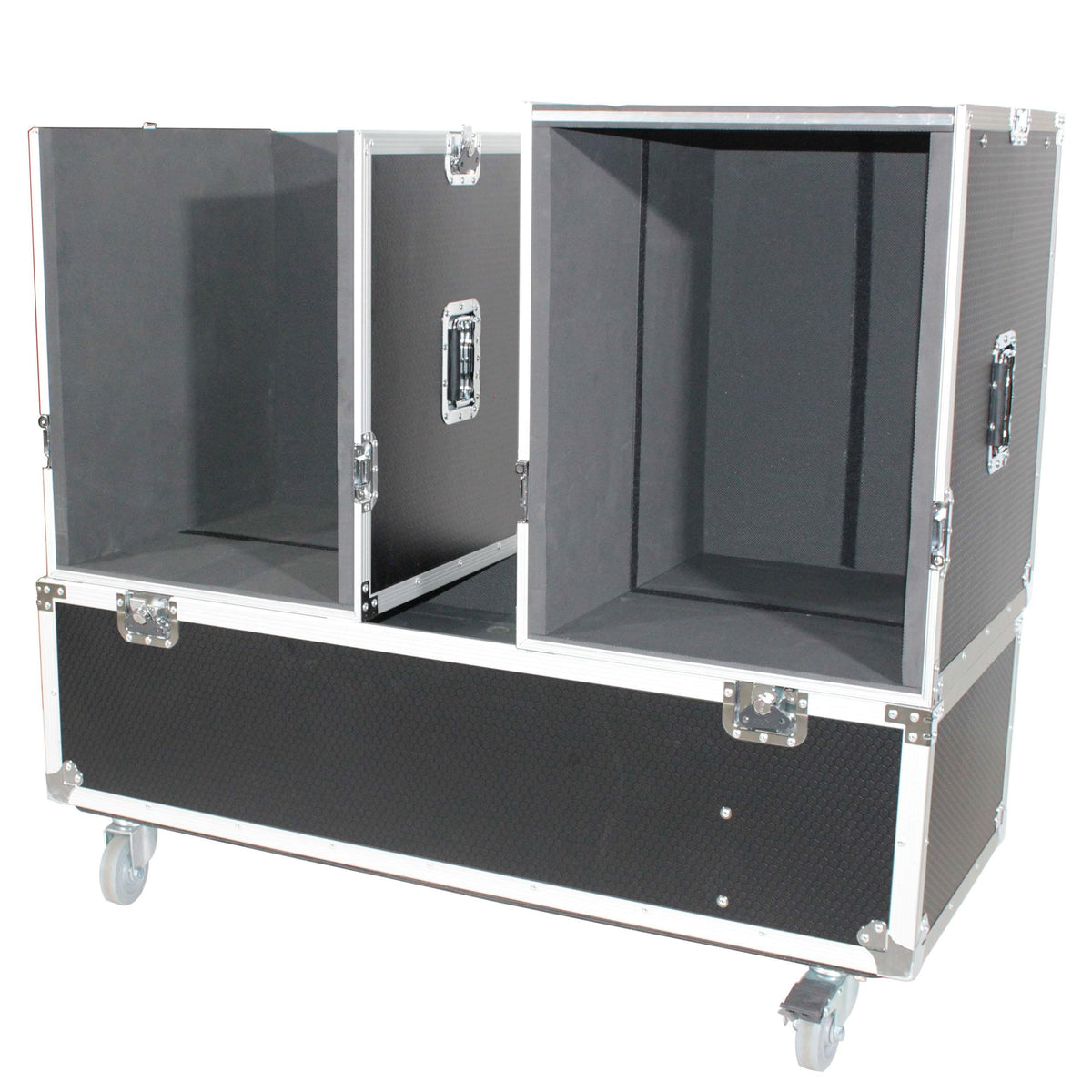 ProX ATA Flight Case for 2x RCF EVOX12 or EV Evolve 50 Compact Arrays Fits Two Speakers and Subwoofers.