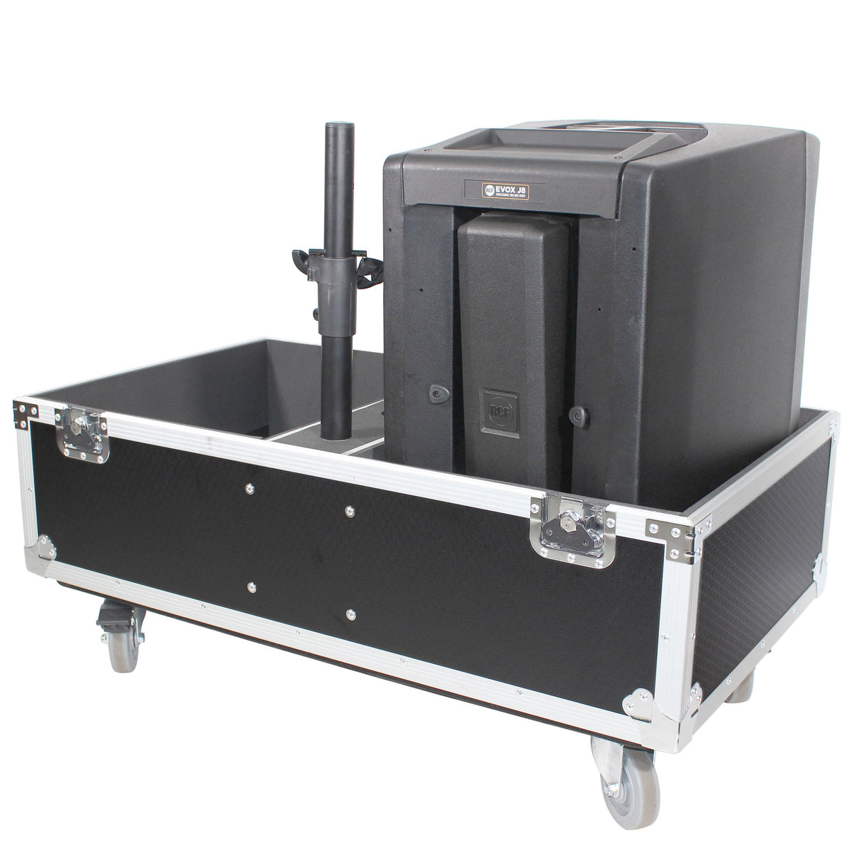 ProX ATA Style Flight-Road Case For RCF EVOX 8 J8 JMIX8 Speaker Array System Fits Two Speakers and Subs.