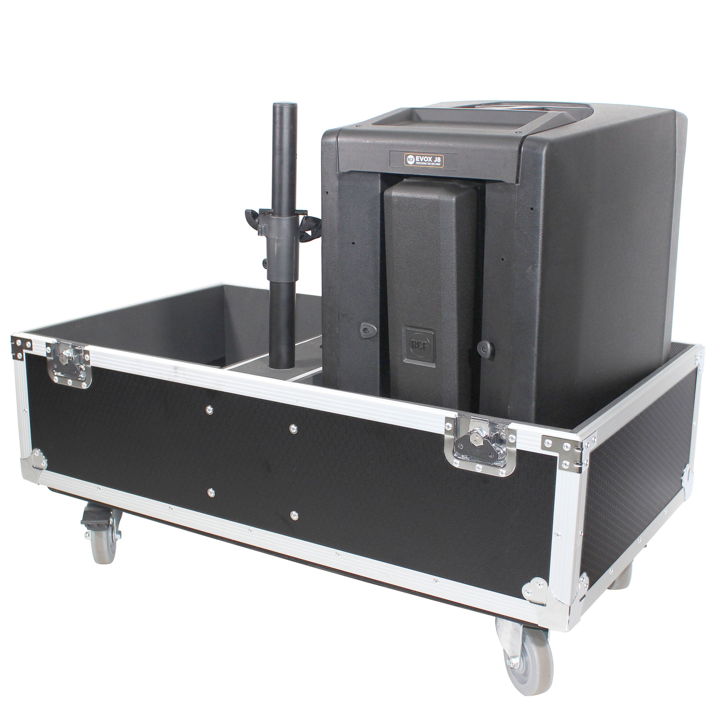ProX ATA Style Flight-Road Case For RCF EVOX 8 J8 JMIX8 Speaker Array System Fits Two Speakers and Subs