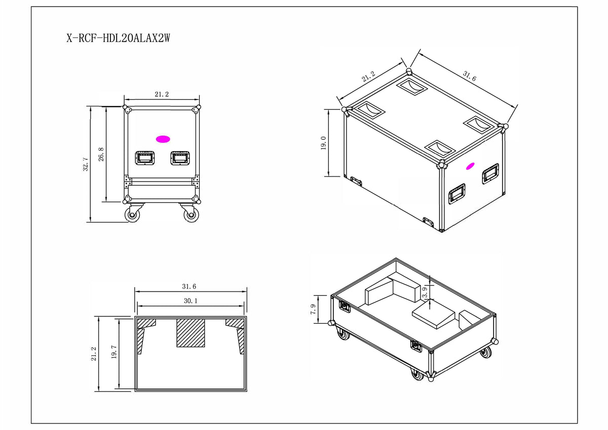 ProX Dual Flight-Road Case for 2 RCF HDL 20-A Line Array Speakers W-Wheels.